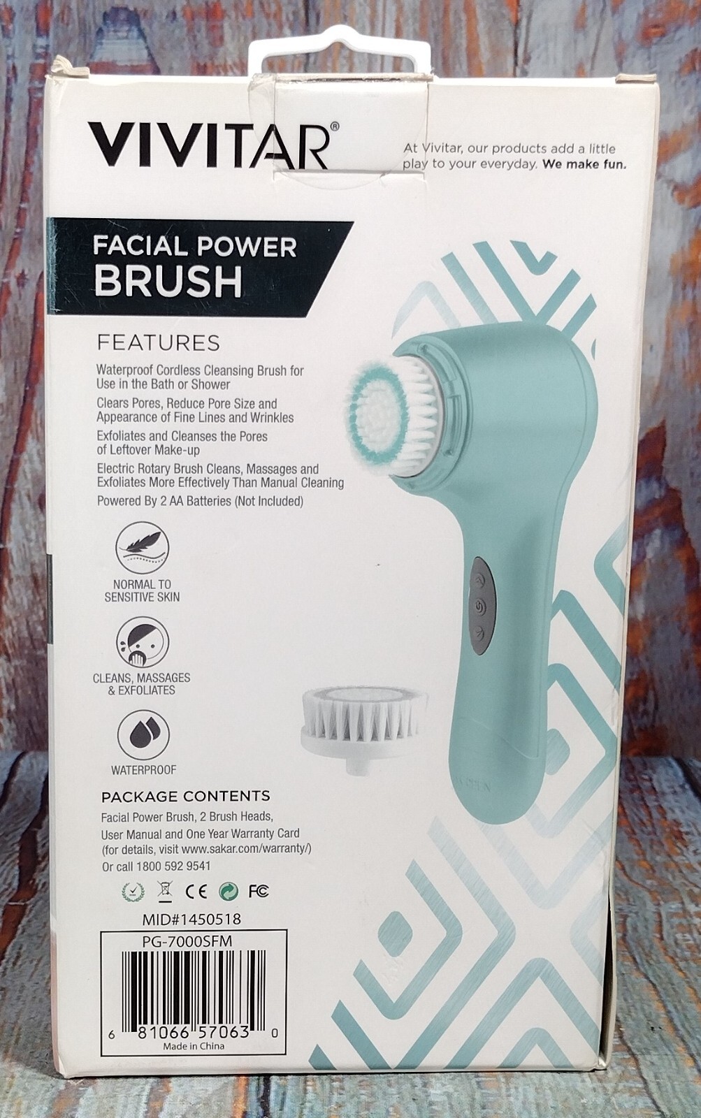 Vivitar Simply Beautiful Facial Power Brush – Metallic Series -GREEN- BRAND NEW