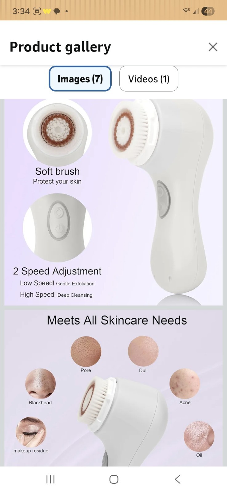Clarisonic Mia 2 Electric Facial Brush 2-Speed Waterproof Battery White