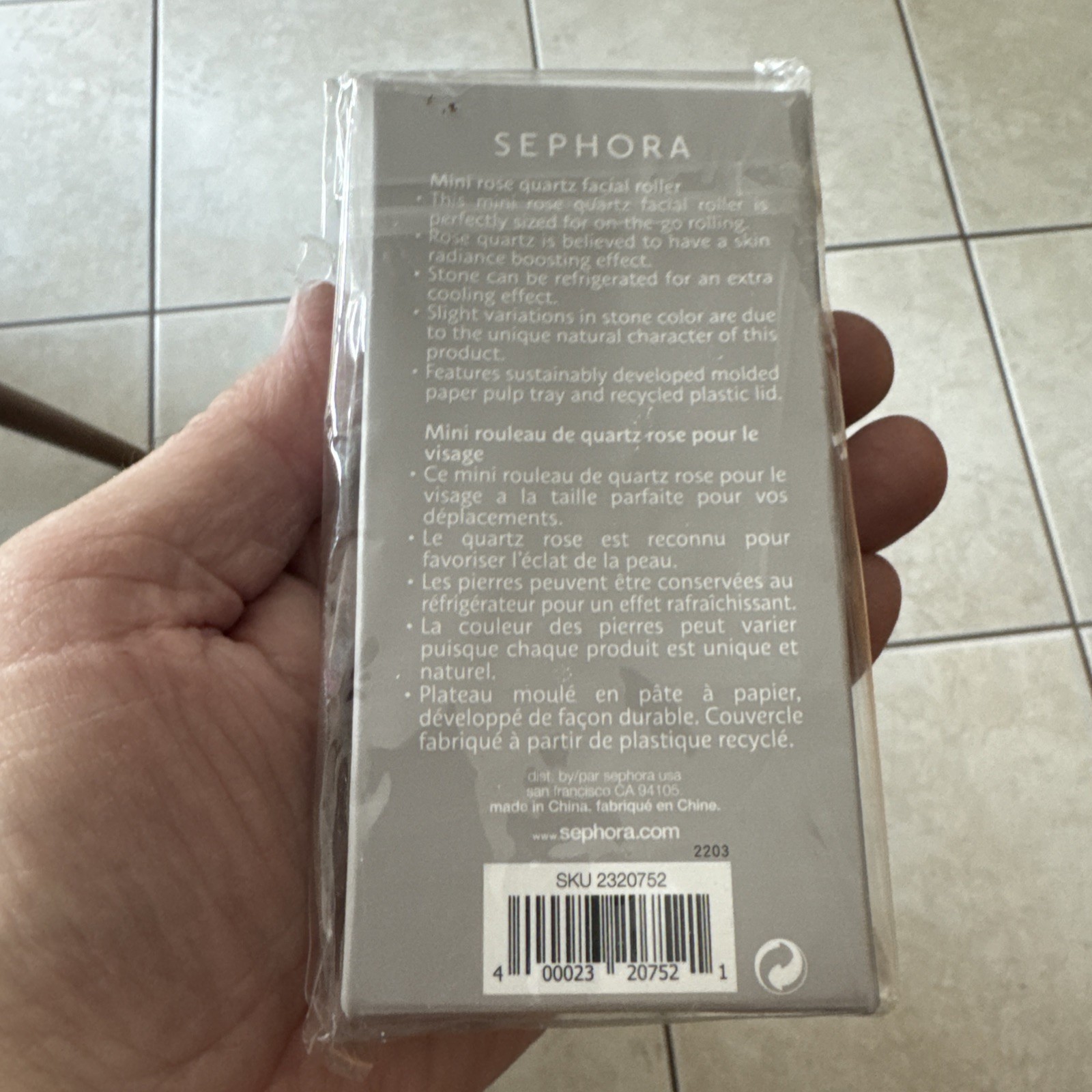 Sephora Mini Rose Quartz Facial Roller, New in Box Still Wrapped in Plastic