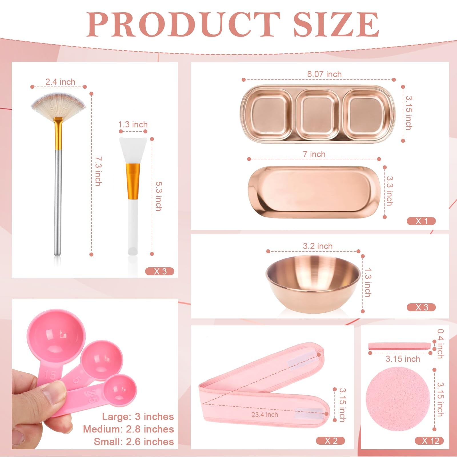 28 Rose Gold Facial Supplies Set – Mixing Bowls, Brushes, Spoons, Sponges & Tray