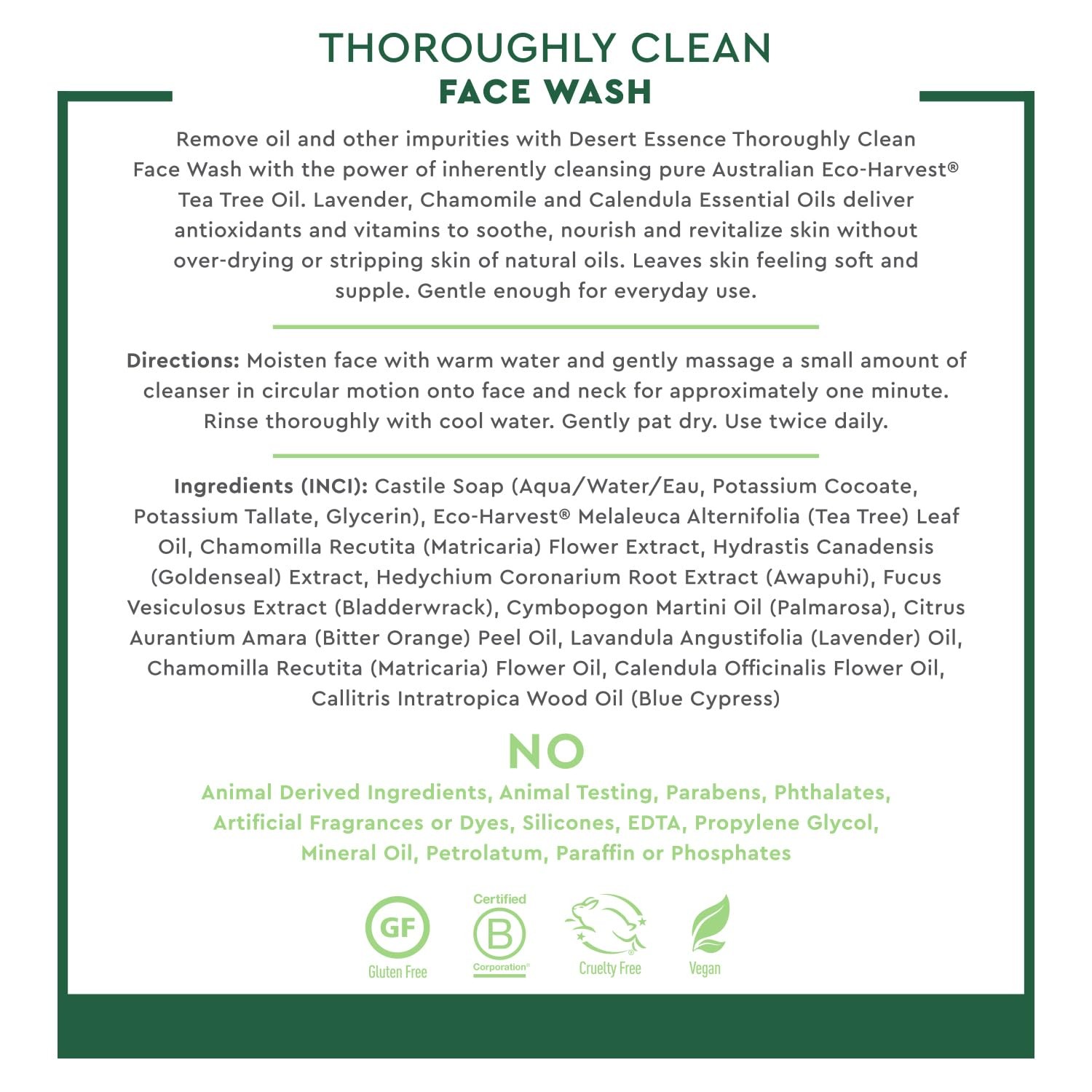 Desert Essence Tea Tree Face Wash 32 fl oz – 32 Fl Oz (Pack of 1), Clear