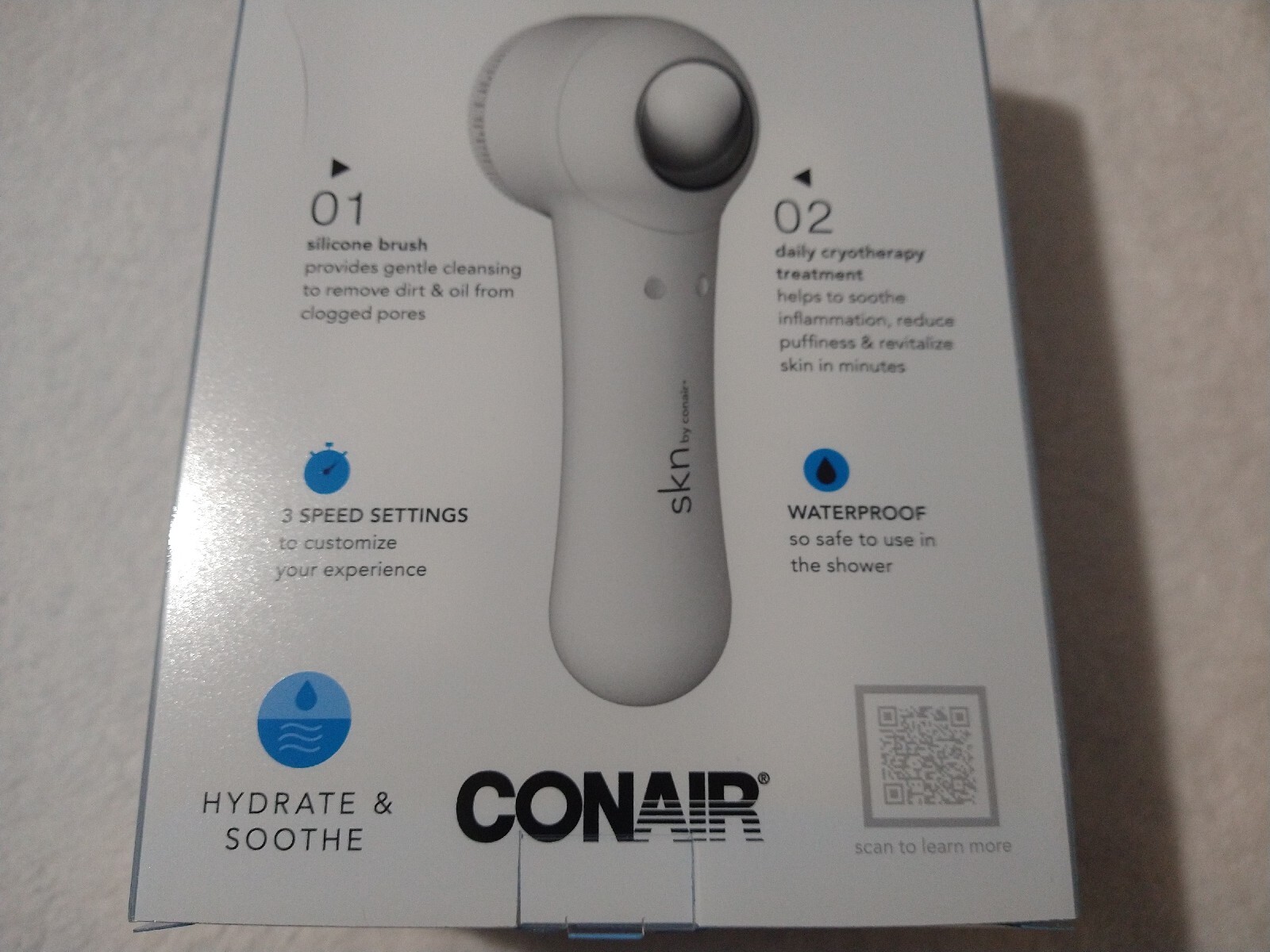 SKN by Conair CryoAdvanced Cryotherapy Facial Brush Electric Brush New