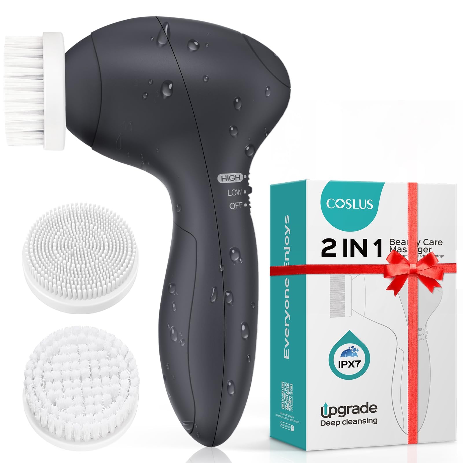 COSLUS Face Scrubber Facial Cleansing Brush 2 Speed Adjustable Face Cleansing…