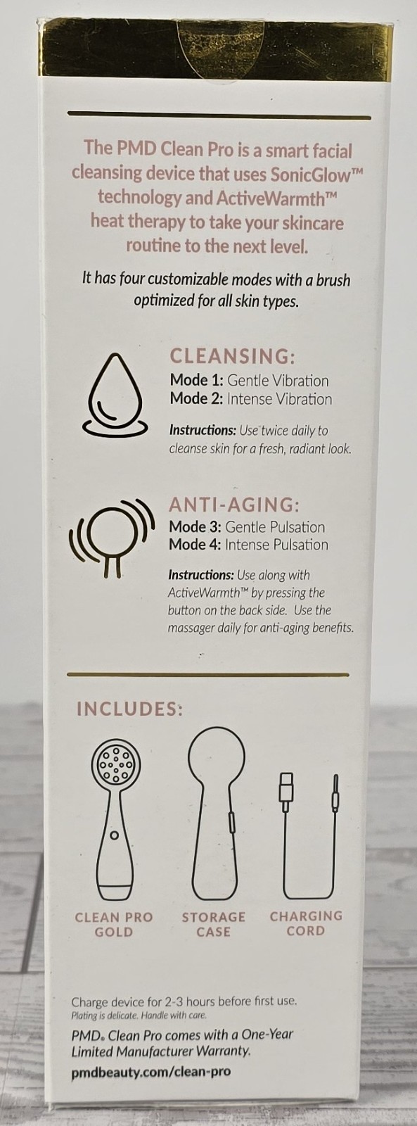 PMD Clean Pro Gold Smart Facial Cleansing Device Rose 24K Gold Heat New B10