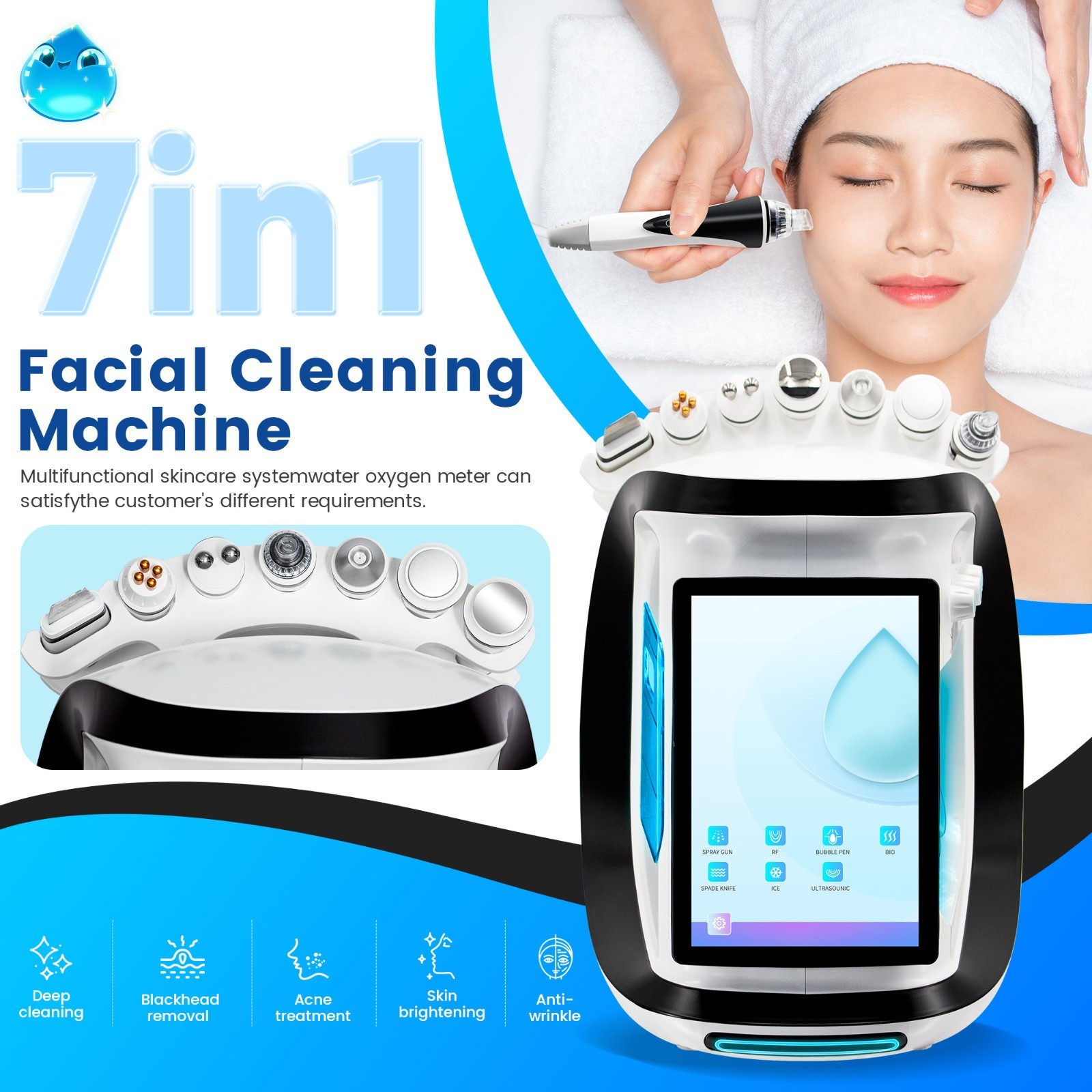 7 in 1 Facial Skin Deep Cleaning Tightening Blackhead removal beauty Machine