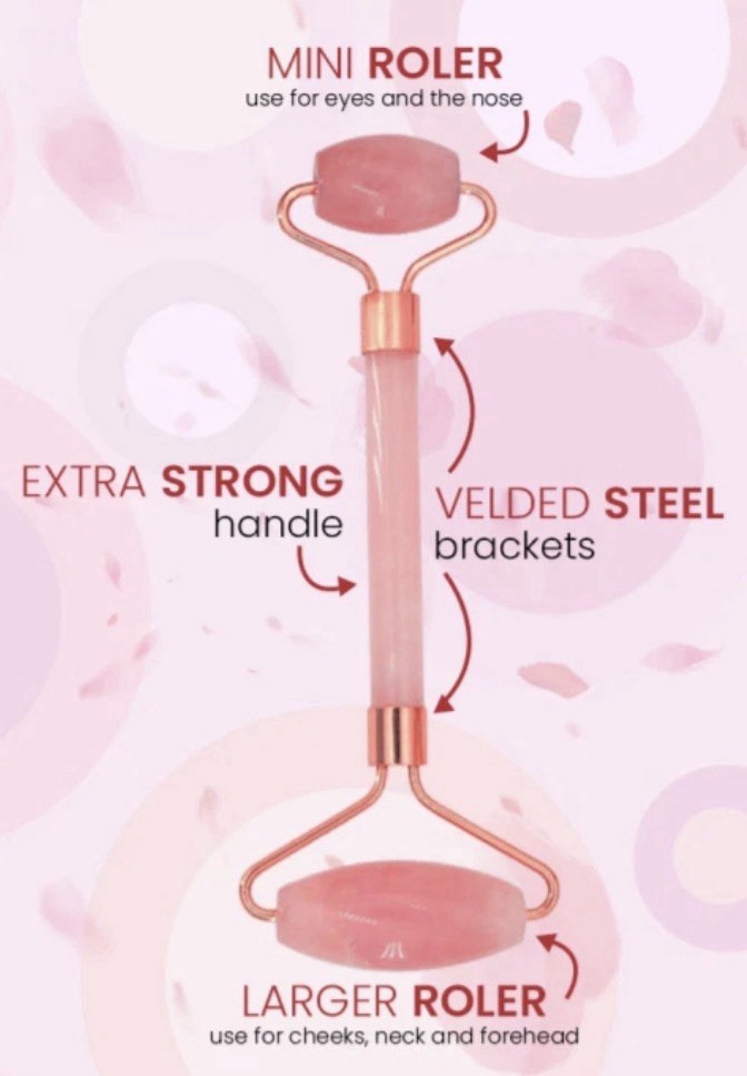 Beauty Face Roller Set Pink & White Heart Facial Massager 2 Pack