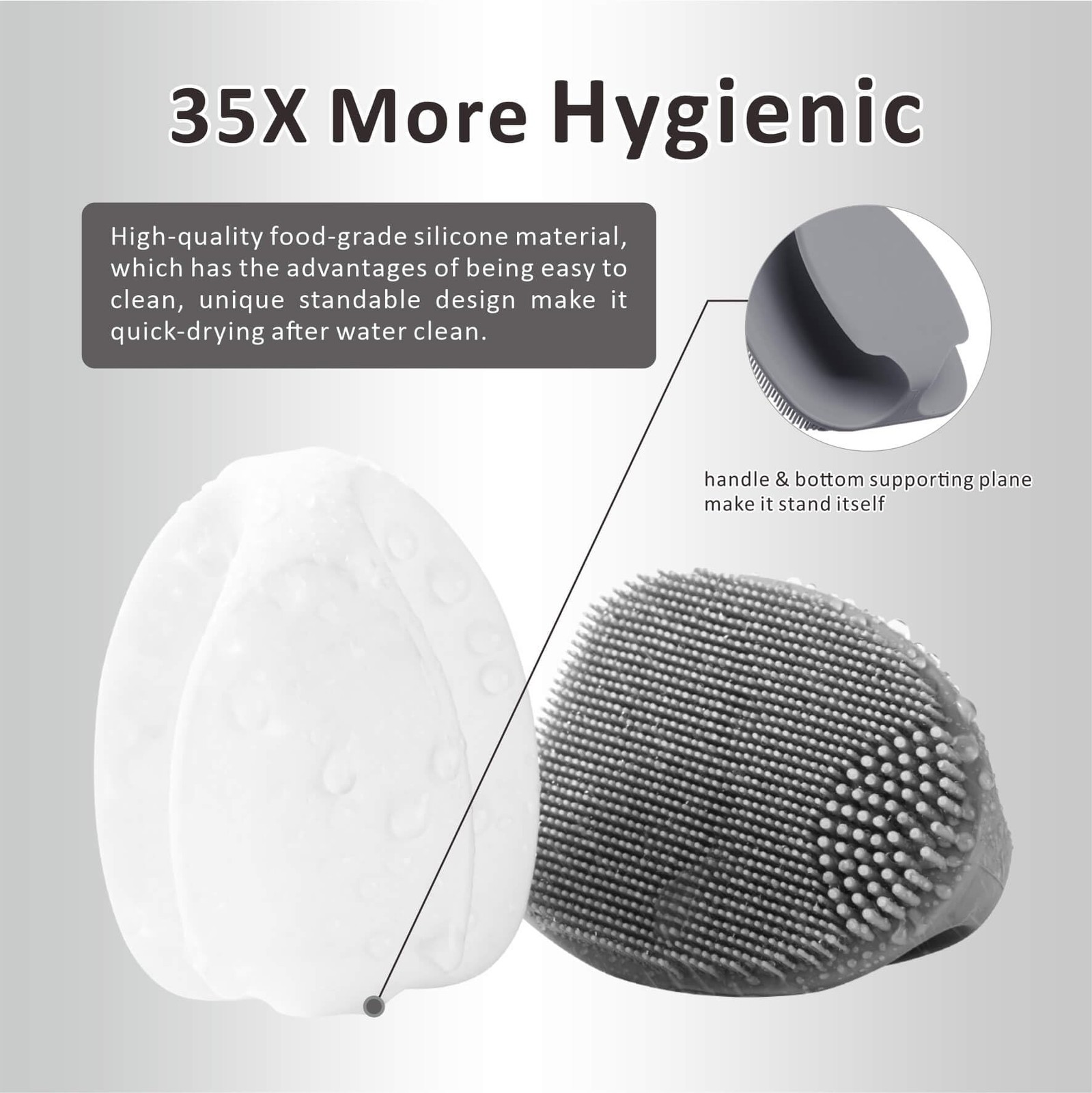 HIEERBUS Silicone Face Scrubber,2 Pack Scrubber for Women 3rd-grey+white