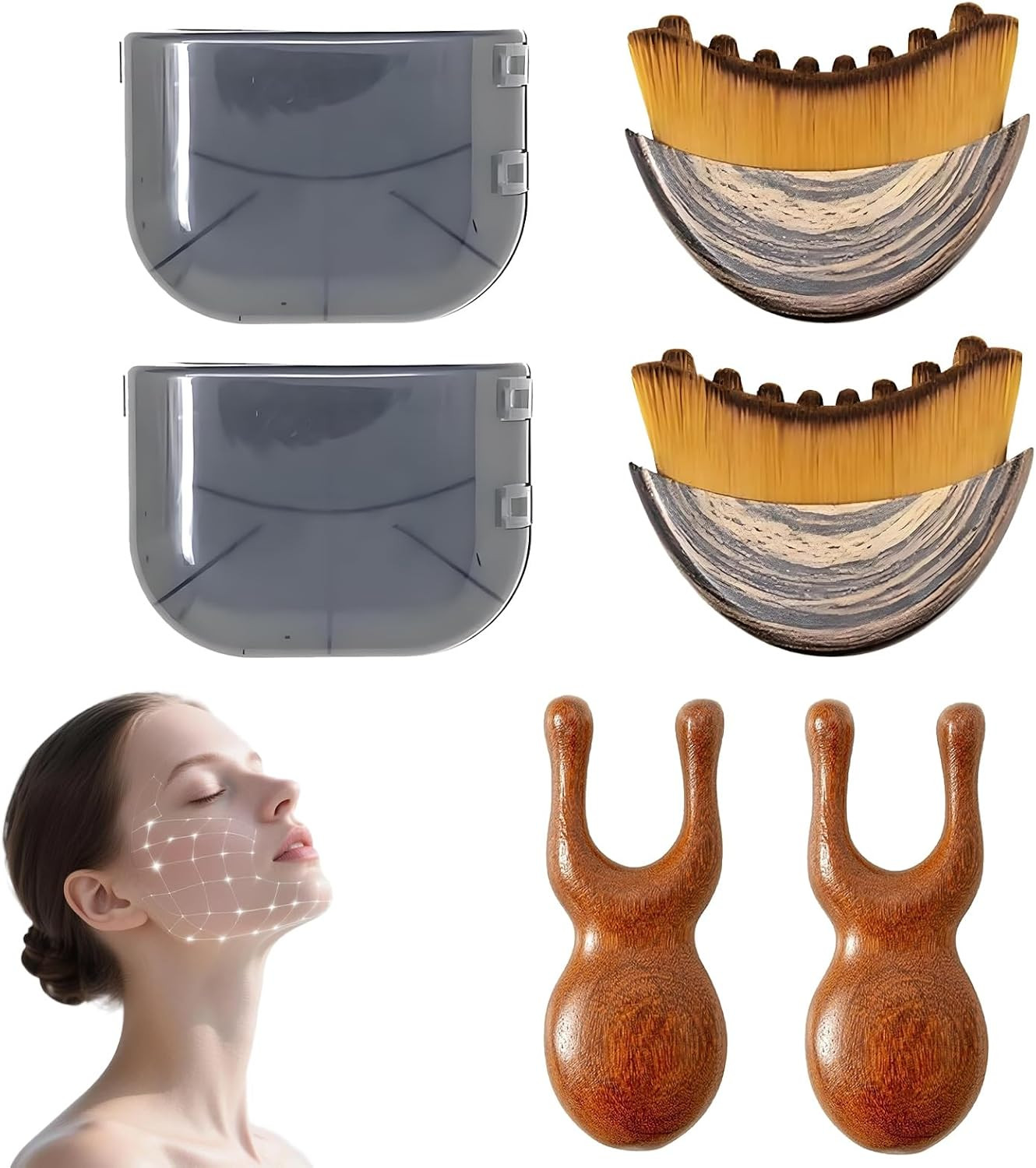 2 Pcs Lymphatic Contour Face Brush,Lymphatic Face Brush with 2 Small Massager…