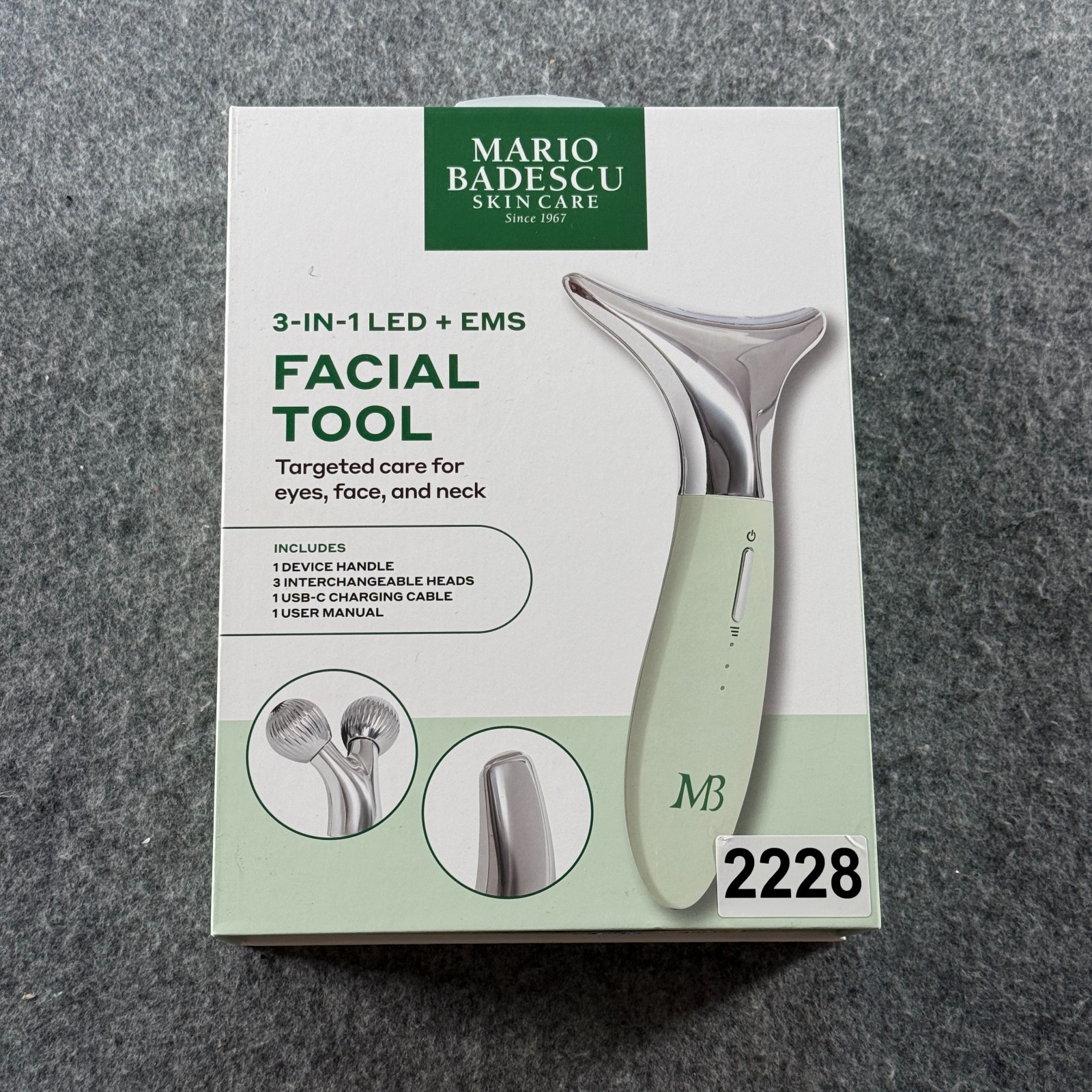 Mario Badescu 3-in-1 LED + EMS Facial Tool Microcurrent Eyes Face & Neck Care