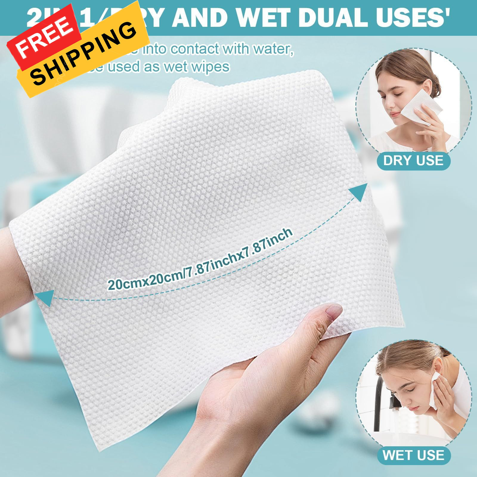 Face Towels, Disposable Towel 100 Count, 100 Count (Pack of 1), White