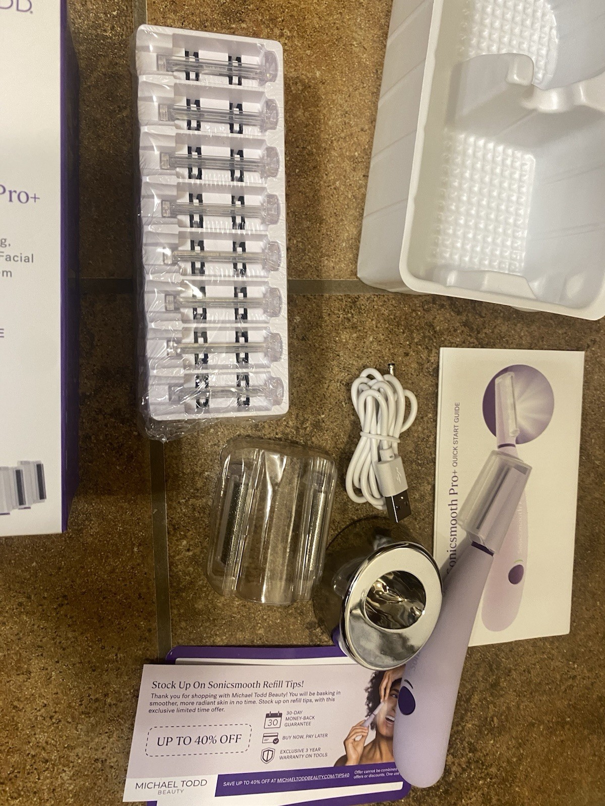 Michael Todd Beauty Sonicsmooth Pro+ Sonic Dermaplaning System w/ LED Light-Read