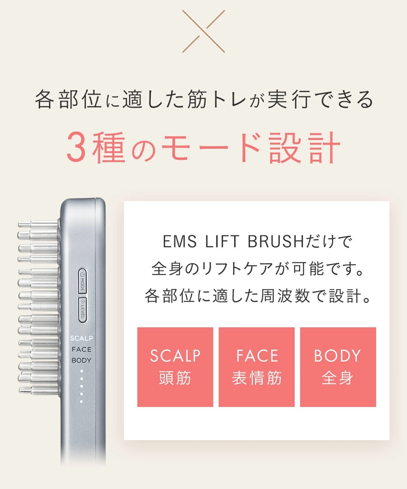 SALONIA EMS Lift Brush for Face, Scalp, and Body Care, Lifting, Waterproof NEW