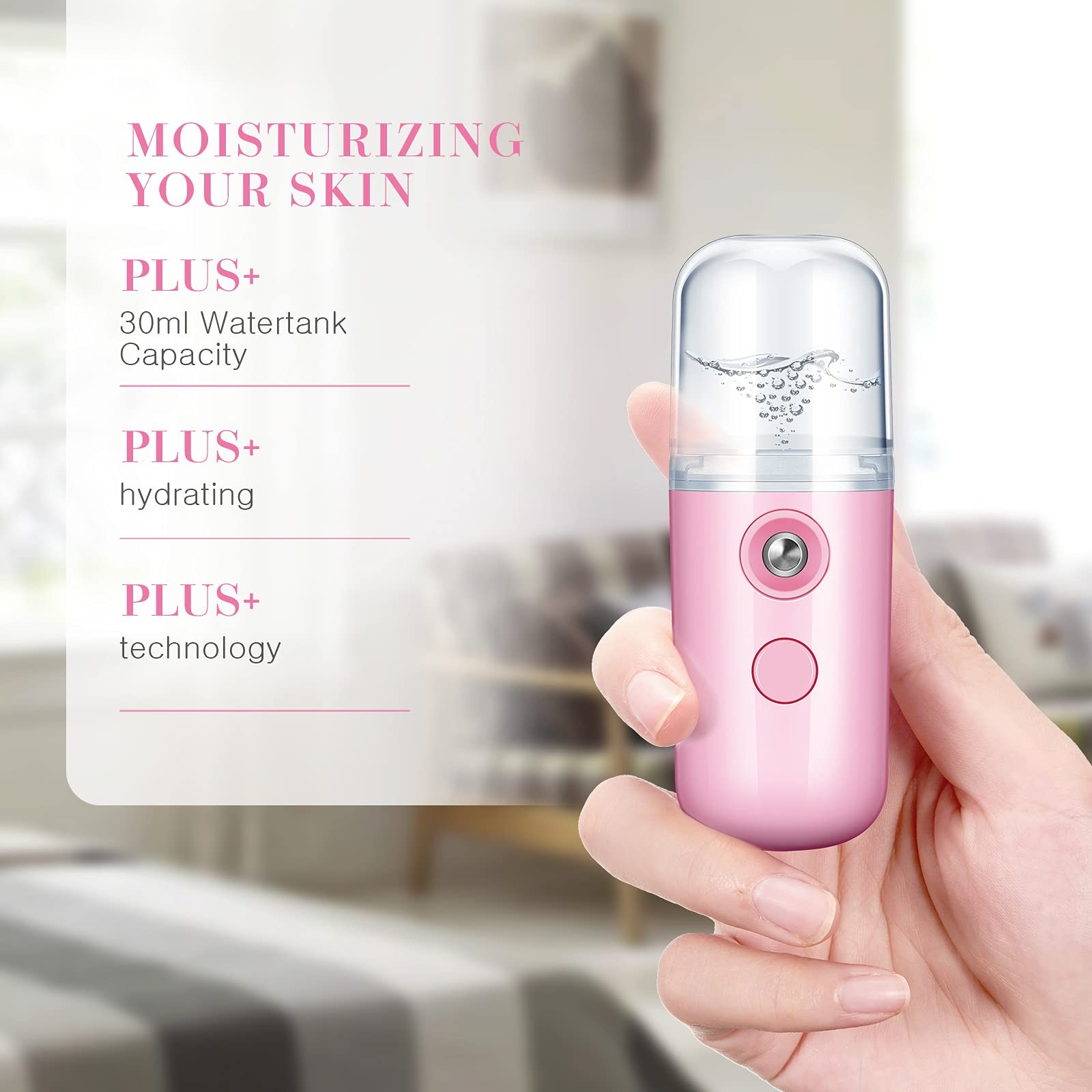 2 Pack Nano Facial Mister Spray Bottle Handheld Humidifier Portable Face Mist…