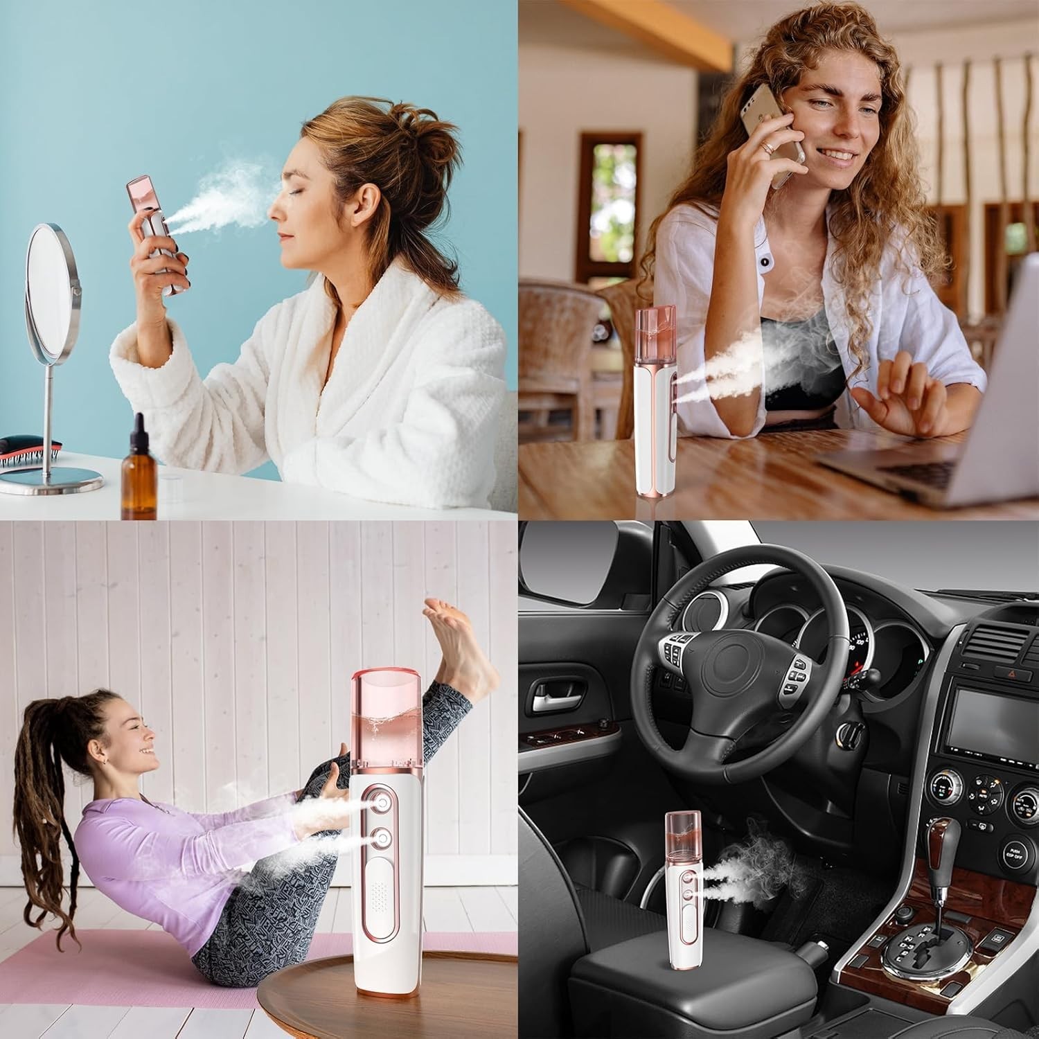 Nano Facial Mister, Cool Mist Face Steamer with 2 Spray Nozzle, USB Rechargeable