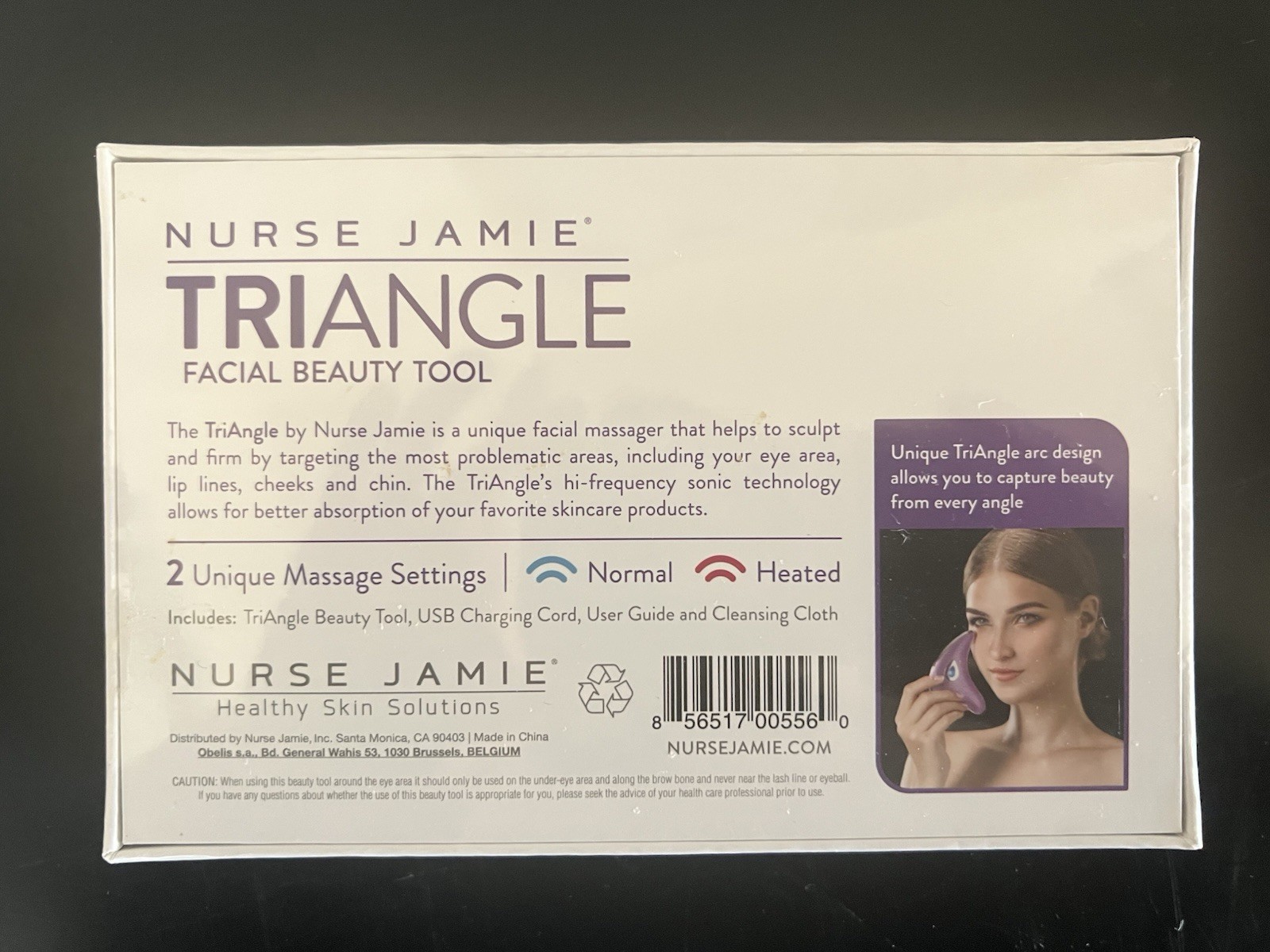 Nurse Jamie Triangle Facial Beauty Tool Heated & Normal Massage Settings Purple