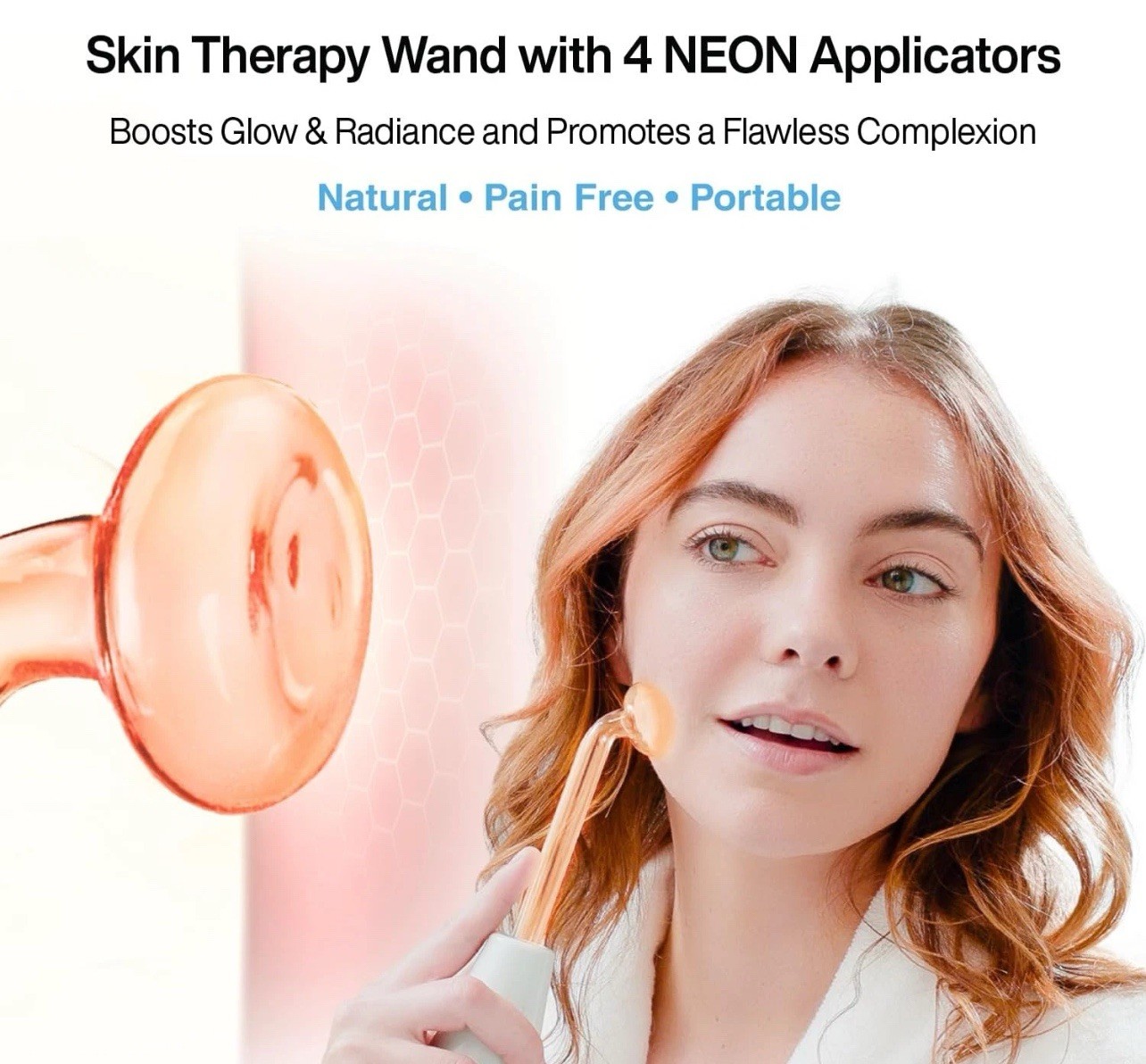 Nuderma Portable Handheld Skin Therapy Wand Machine W Neon Anti-Aging Tightening