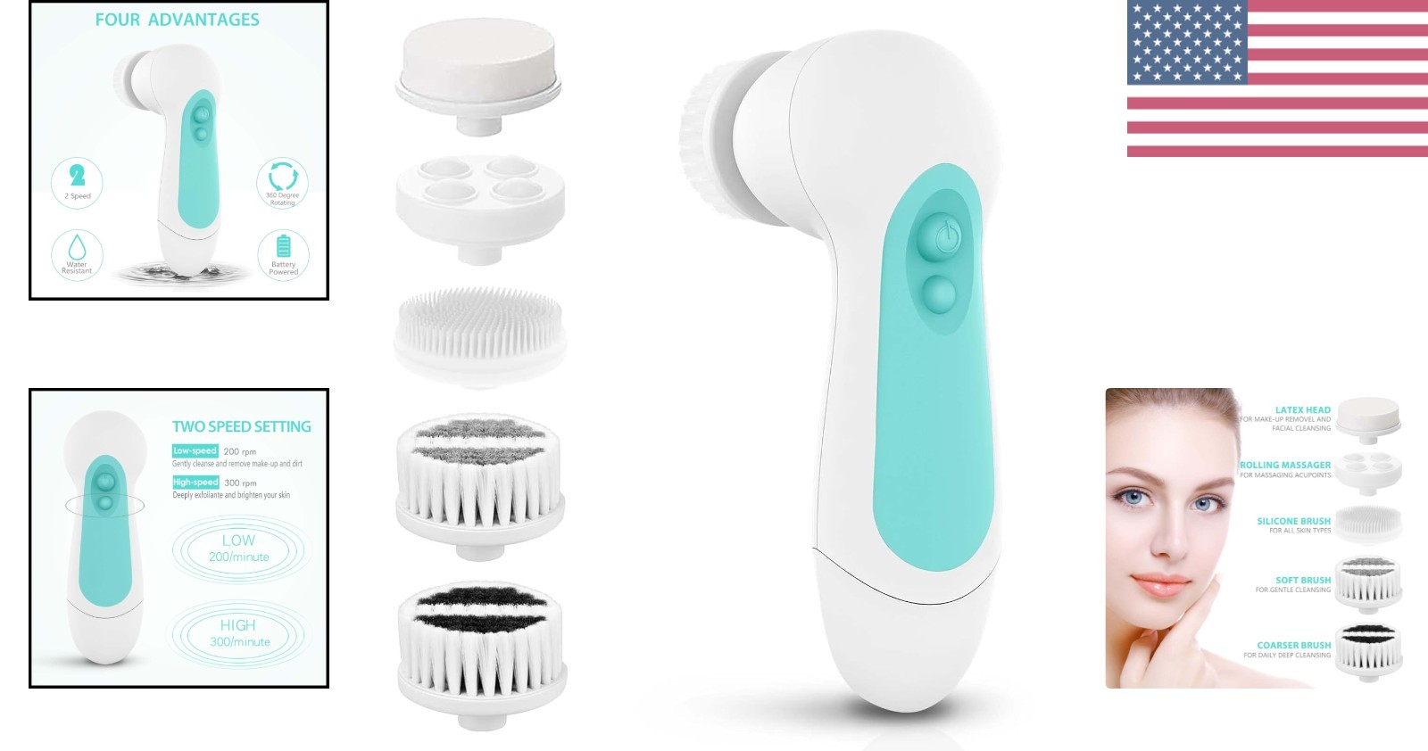 5-in-1 Deep Cleansing Brush Set for Gentle Exfoliation and Spa-Like Care