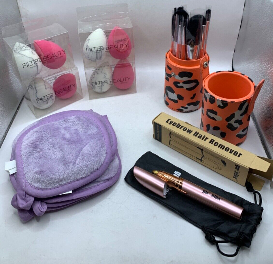 Facial Beauty Kit Makeup Brushes Remover Pads, Eyebrow Hair Remover Sponges