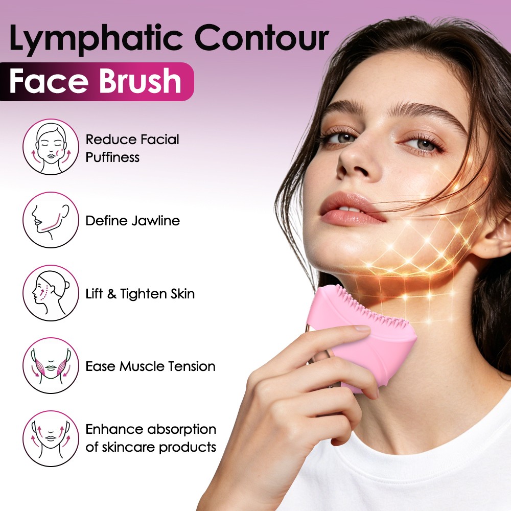 Lymphatic Drainage Face Brush – Curved Massager for Sculpting, Reduces Puffiness