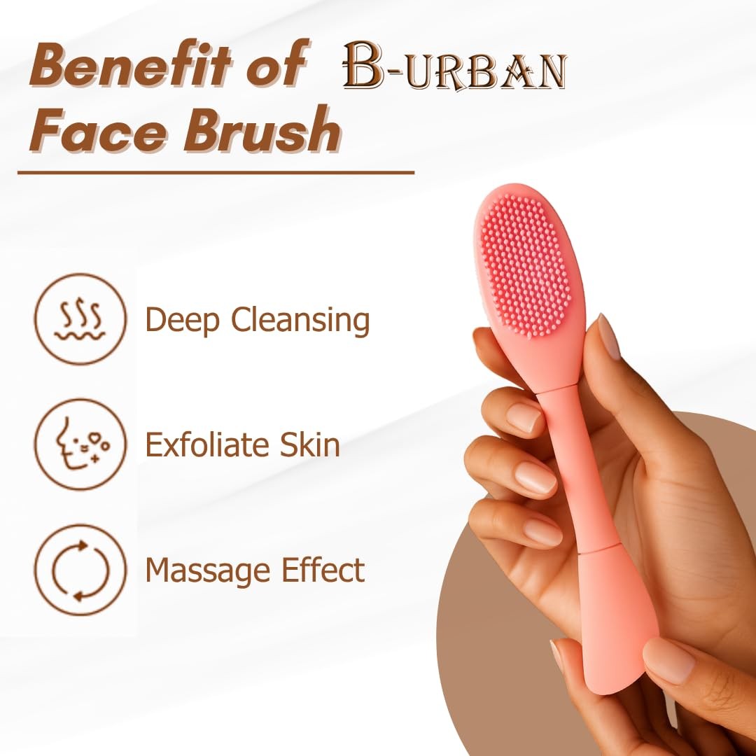 B-URBAN 2-in-1 Silicone Face Brush Set – Dual-Sided, Travel-Friendly, 2 Pack
