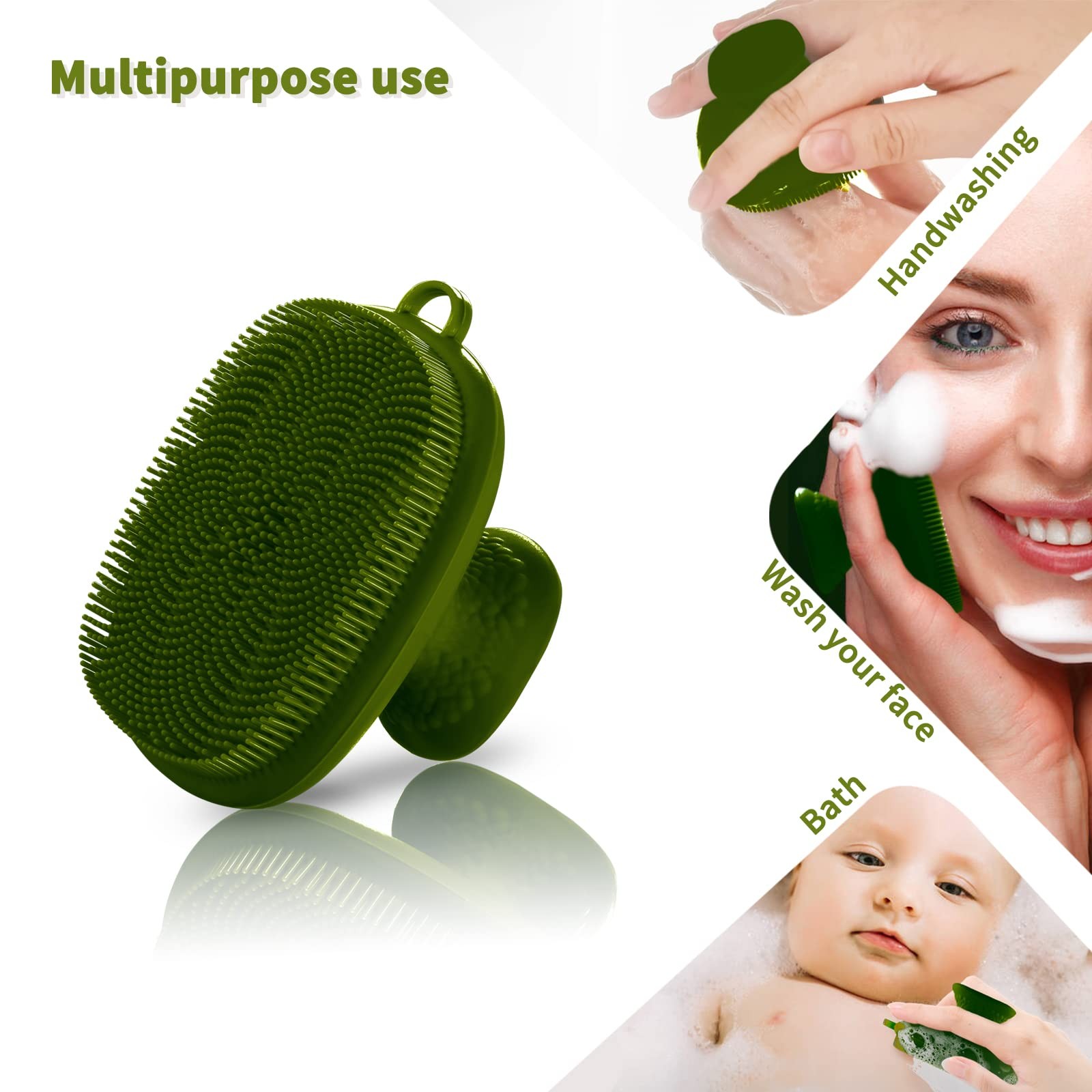 Silicone Face Scrubber for Men Facial Cleansing Brush B, Green