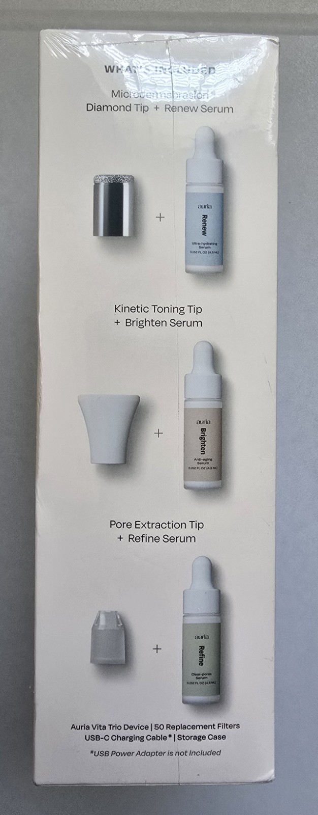 Auria Vita Trio Handheld 3-in1 Facial Treatment Tool, Exfoliate, Tone