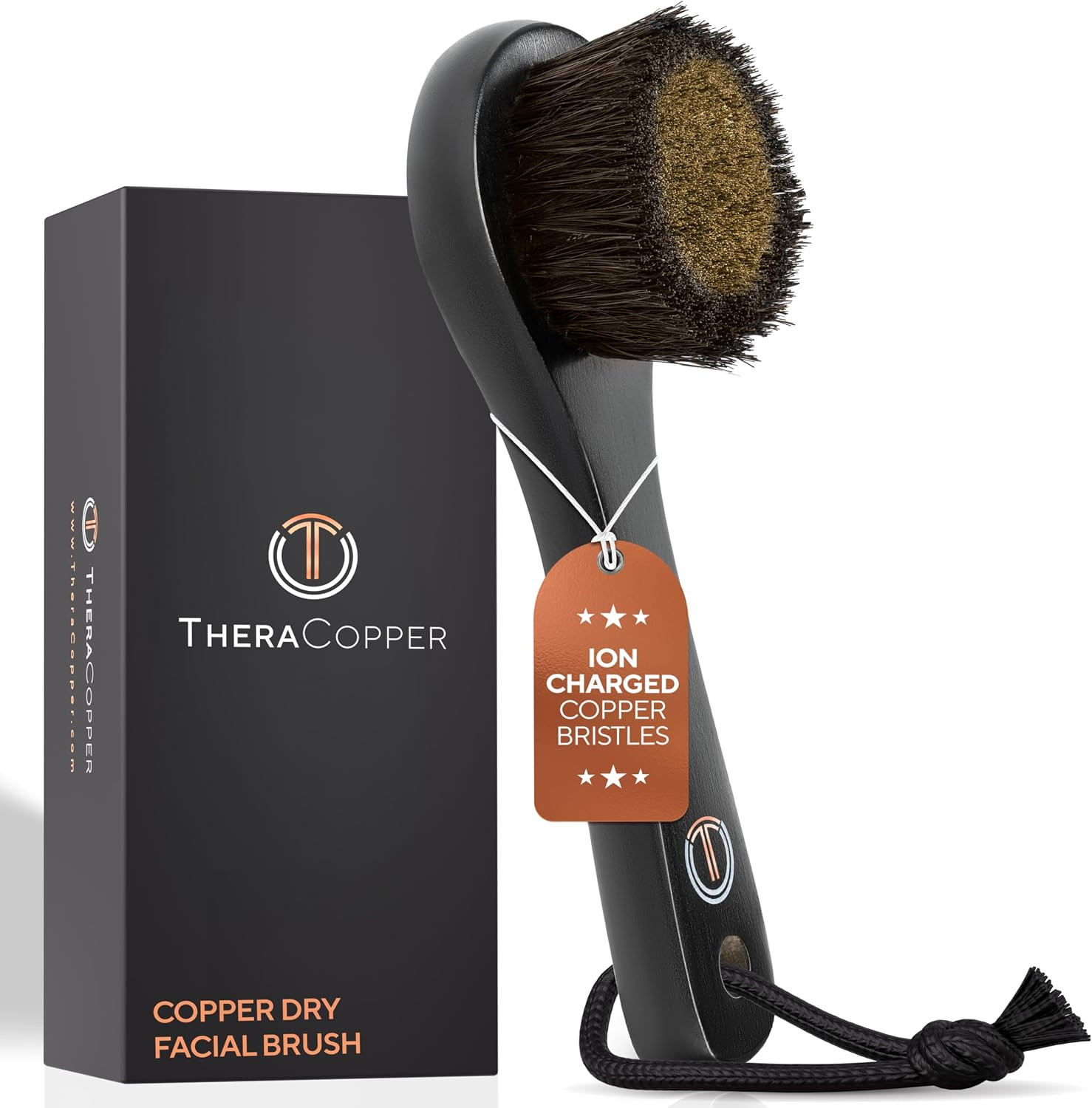 TheraCopper Copper Dry Facial Brush – Lymphatic Drainage Facial Dry Brush for Fa
