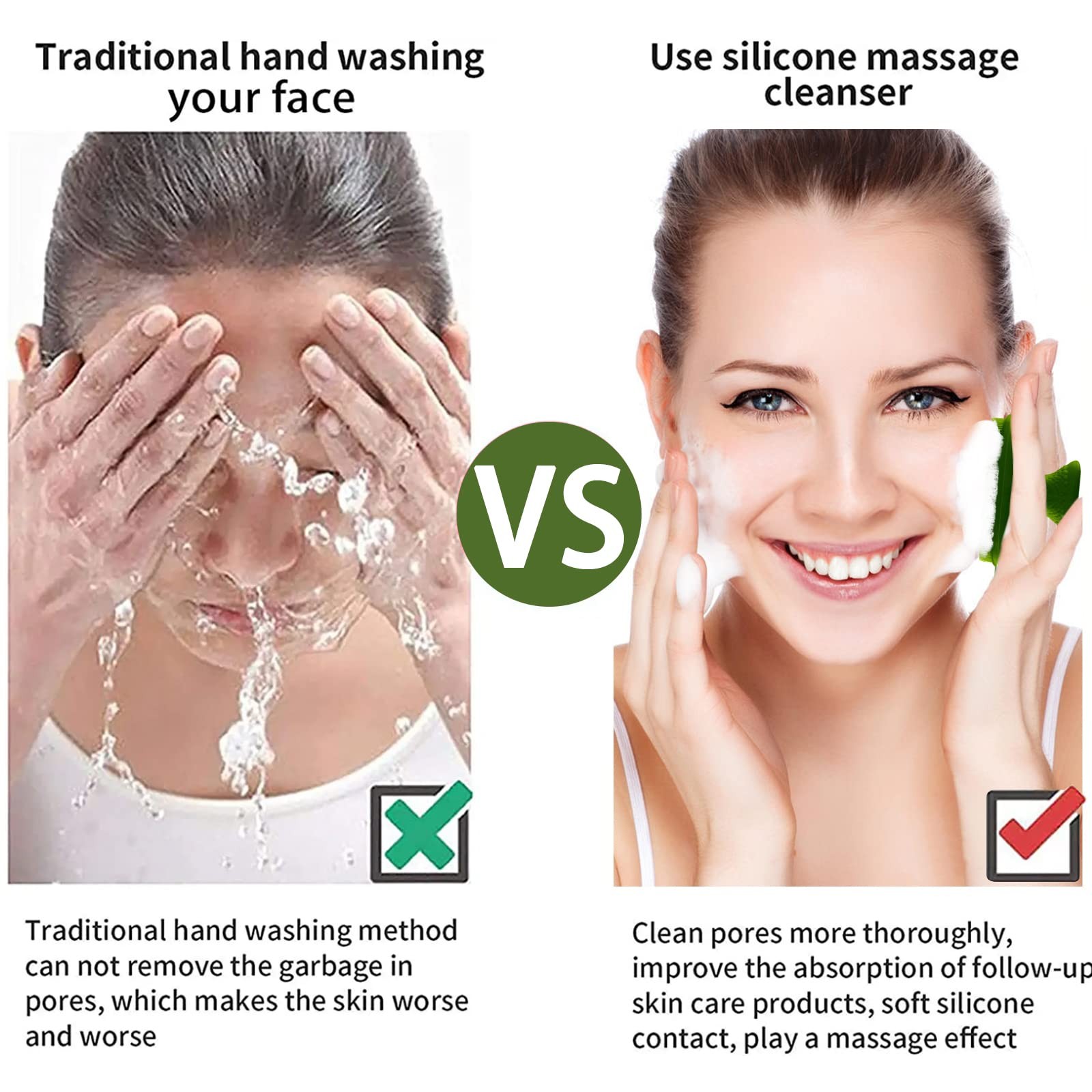 Silicone Face Scrubber for Men Facial Cleansing Brush B, Green