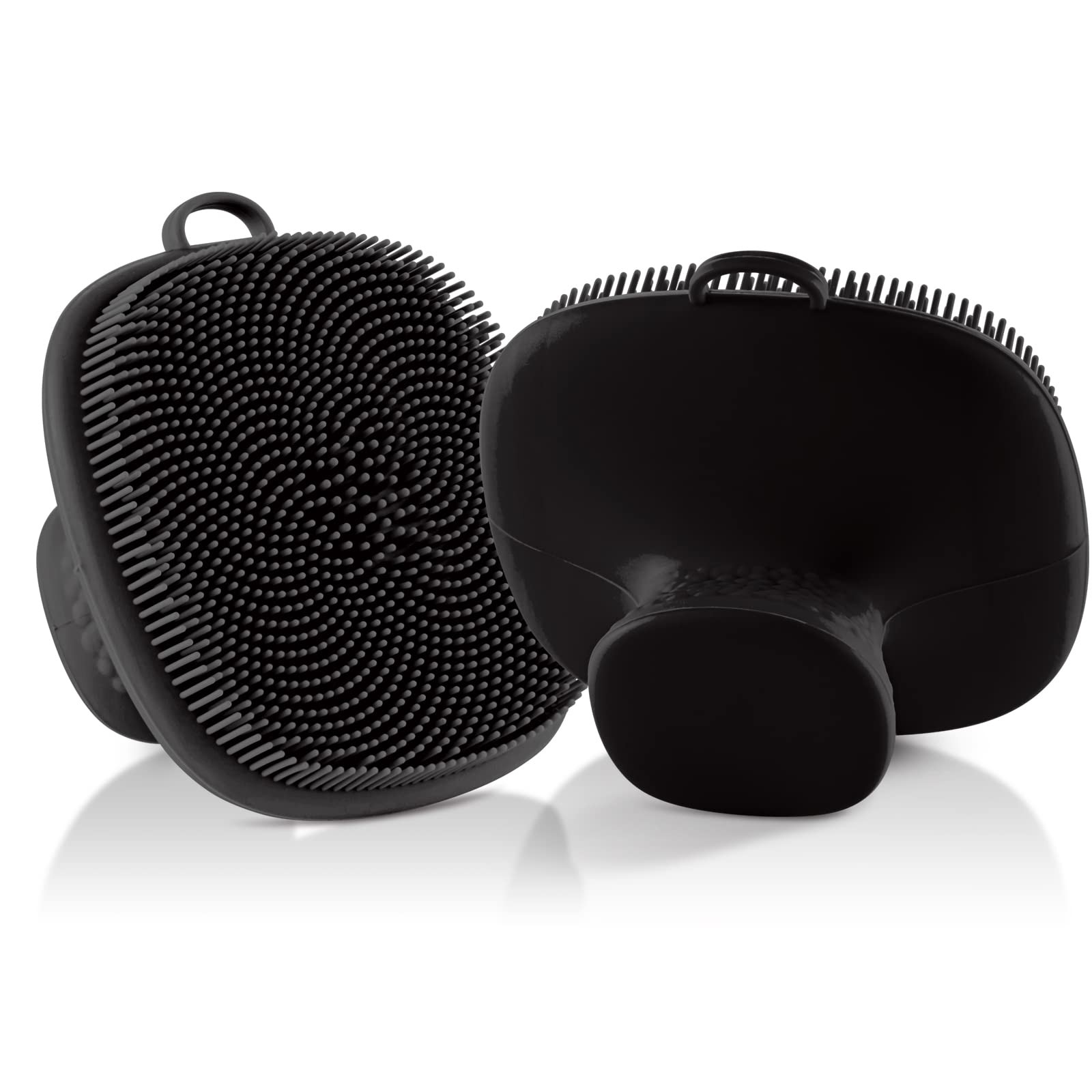 Face Scrubber 2 Pack Silicone for Men Brush, Black Balck
