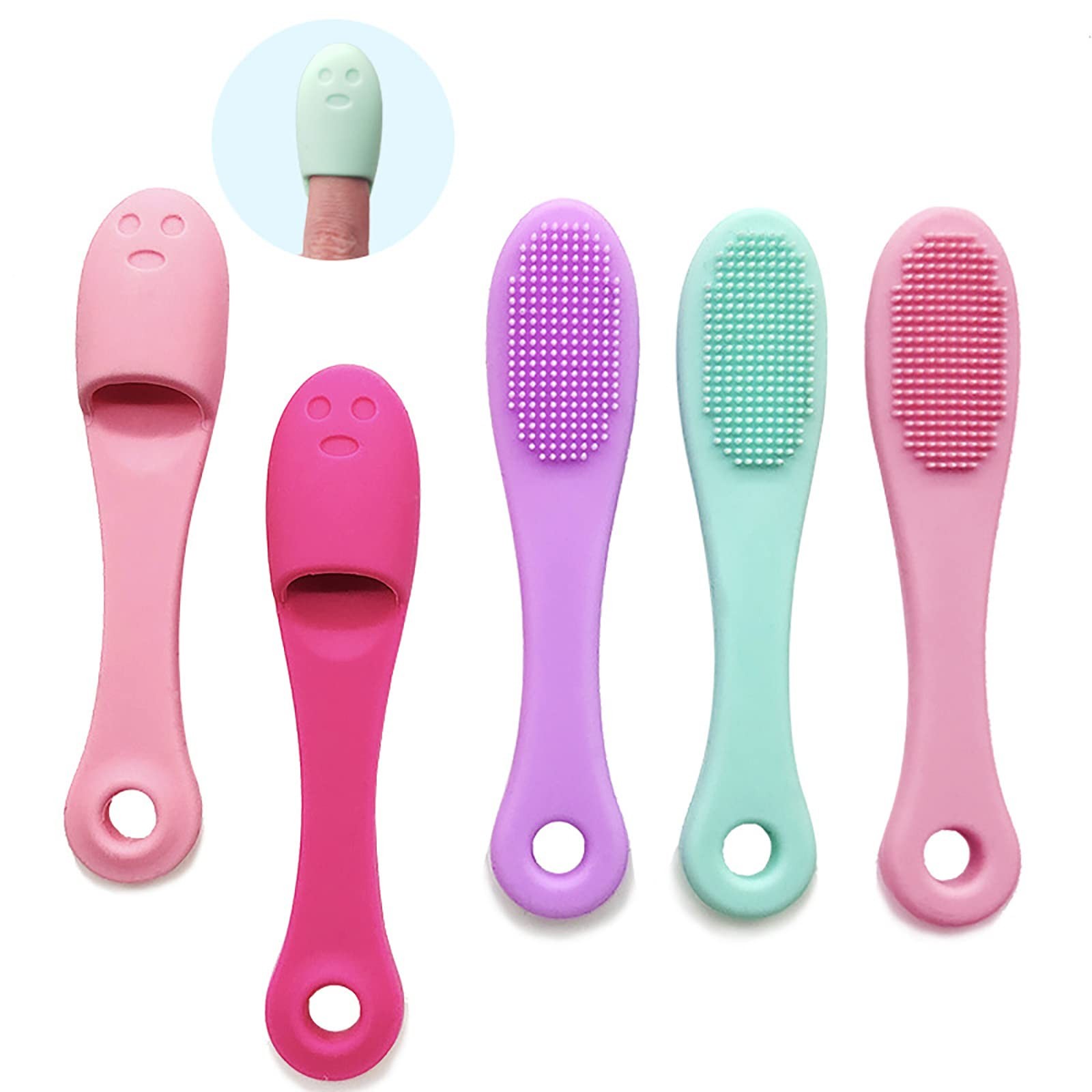 5-Pack Soft Silicone Manual Facial Cleansing Brushes, Face Random Color
