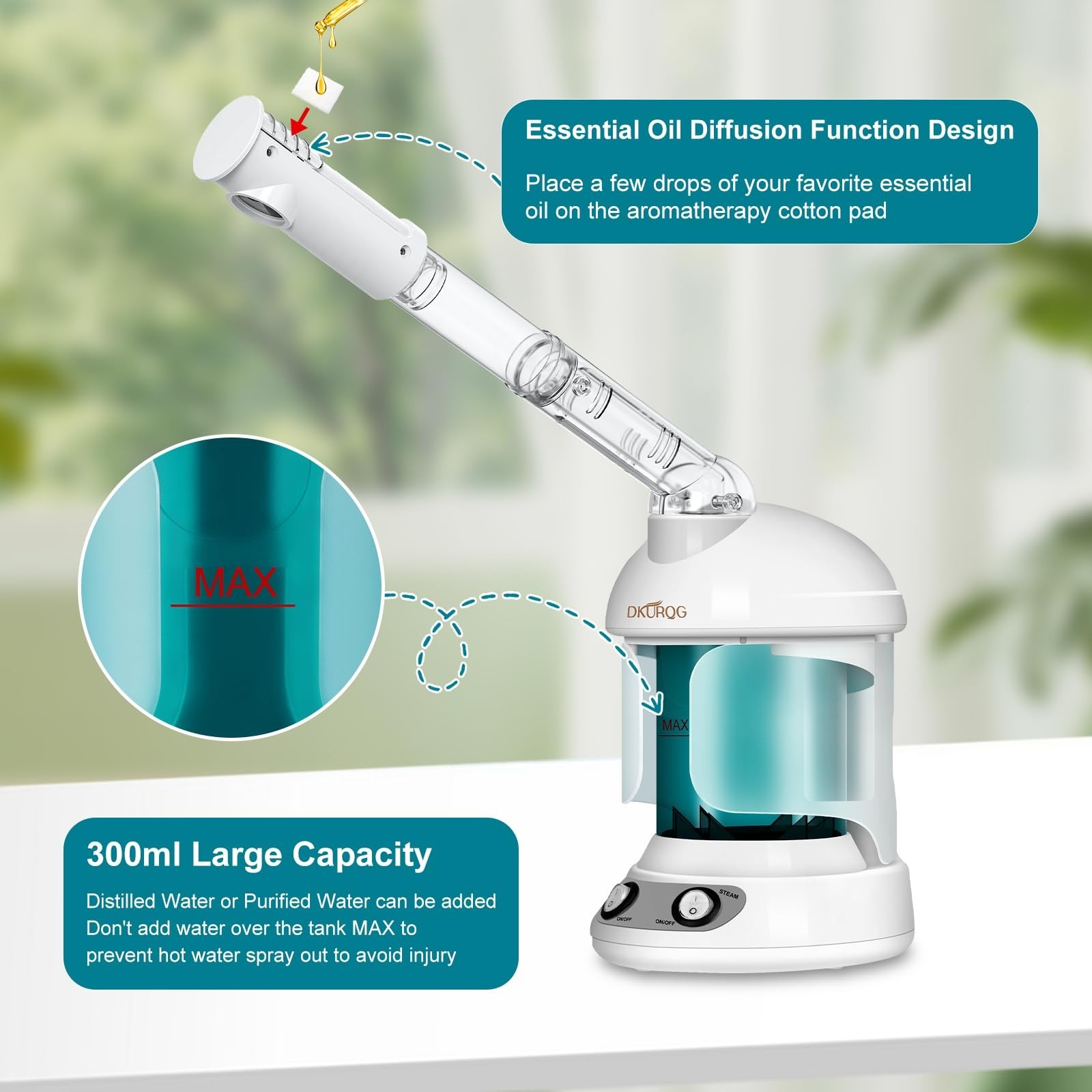 Nano Ionic Facial Steamer – Portable Ozone Deep Cleaning Humidifier, 360° Rotati