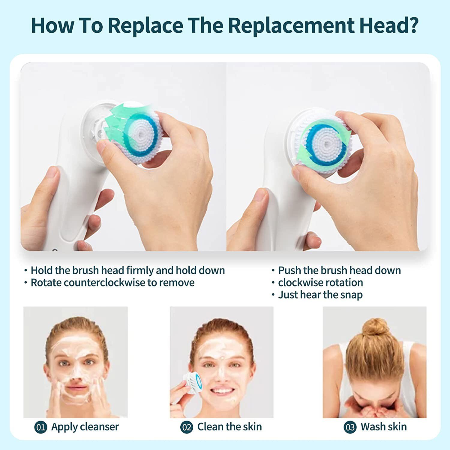 4-PACK Deep Pore Replacement Facial Brush Heads For Clarisonic Mia 1 Mia 2