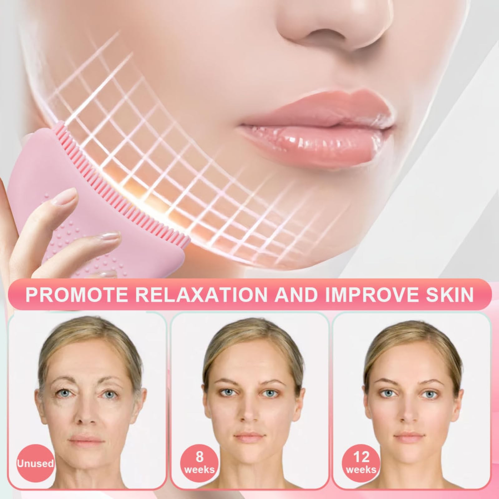 Silicone Lymphatic Contour Face Brush – 2-in-1 Facial Gua Sha & Massager Pink