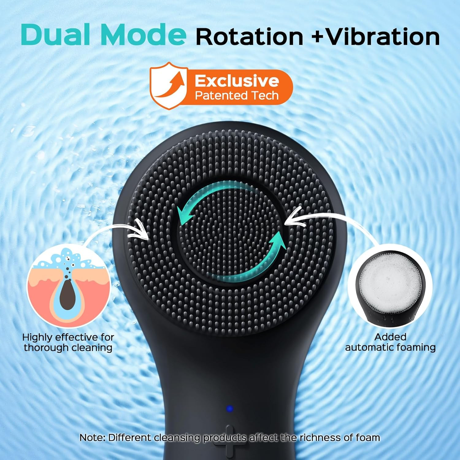 FBS03 Face Scrubber Facial Cleansing Brush: 2 in 1 Spin and Vibration Patented,