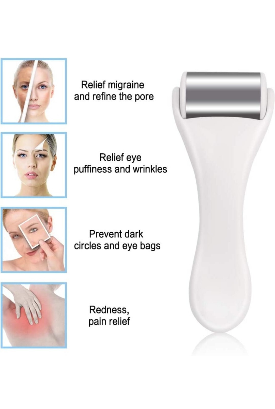 Vanity Planet Face & Body Ice Roller Depuff & Minimize Pores in Minutes White