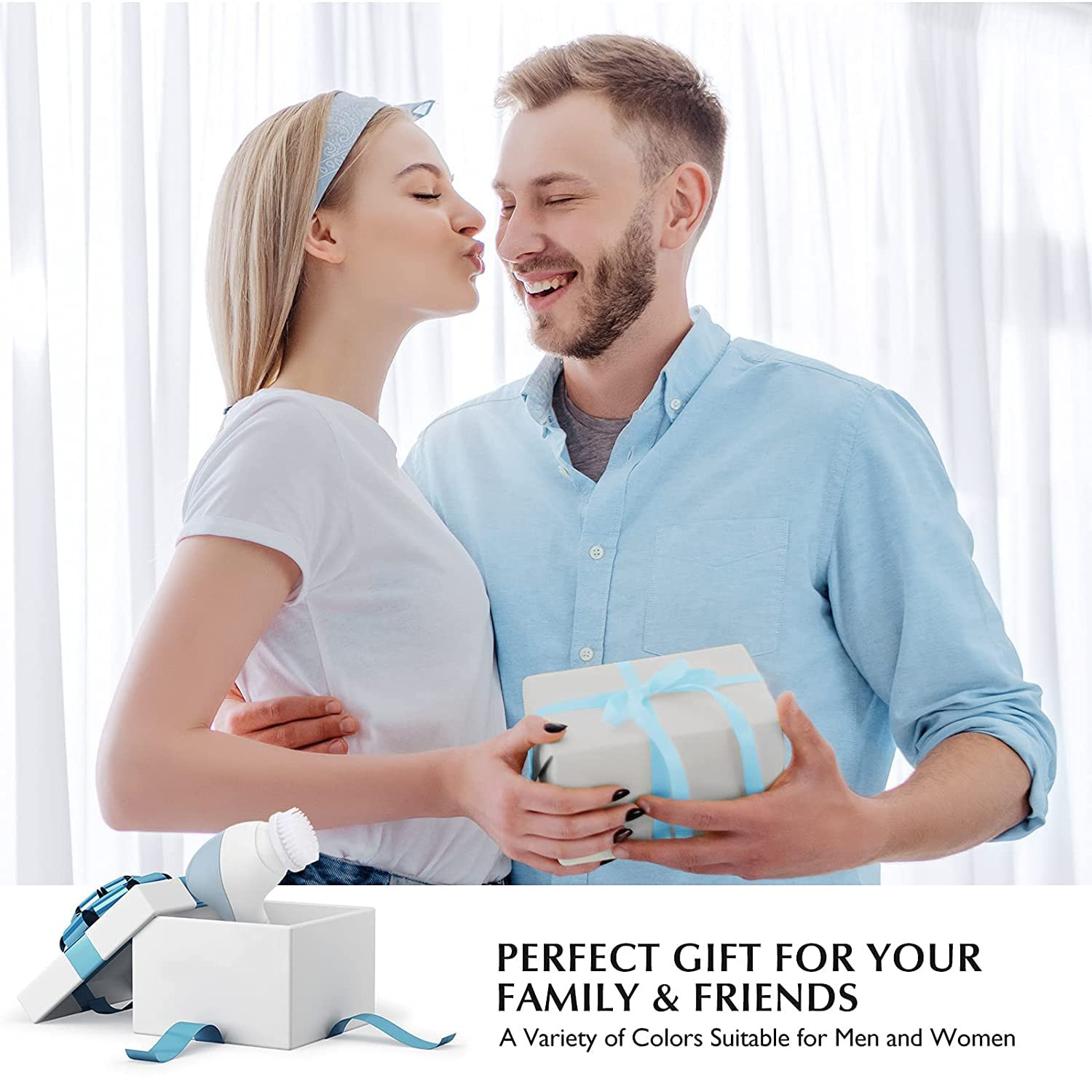 Facial Cleansing Brush Silicone Face Scrubber: 2 In1 FBS-D Electric Exfoliating
