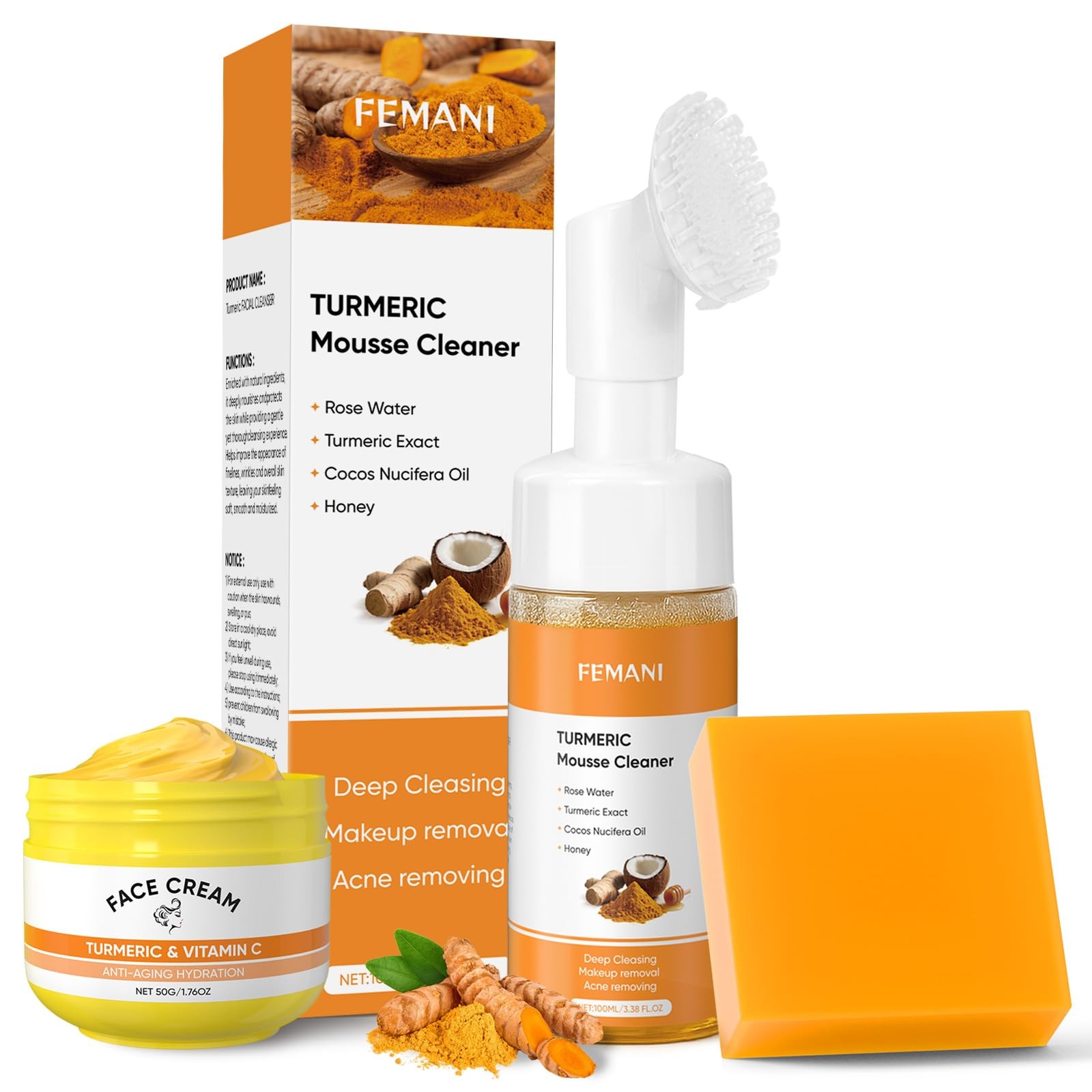 Turmeric Soap Bar and Face Cream 2.67 Ounce, Yellow