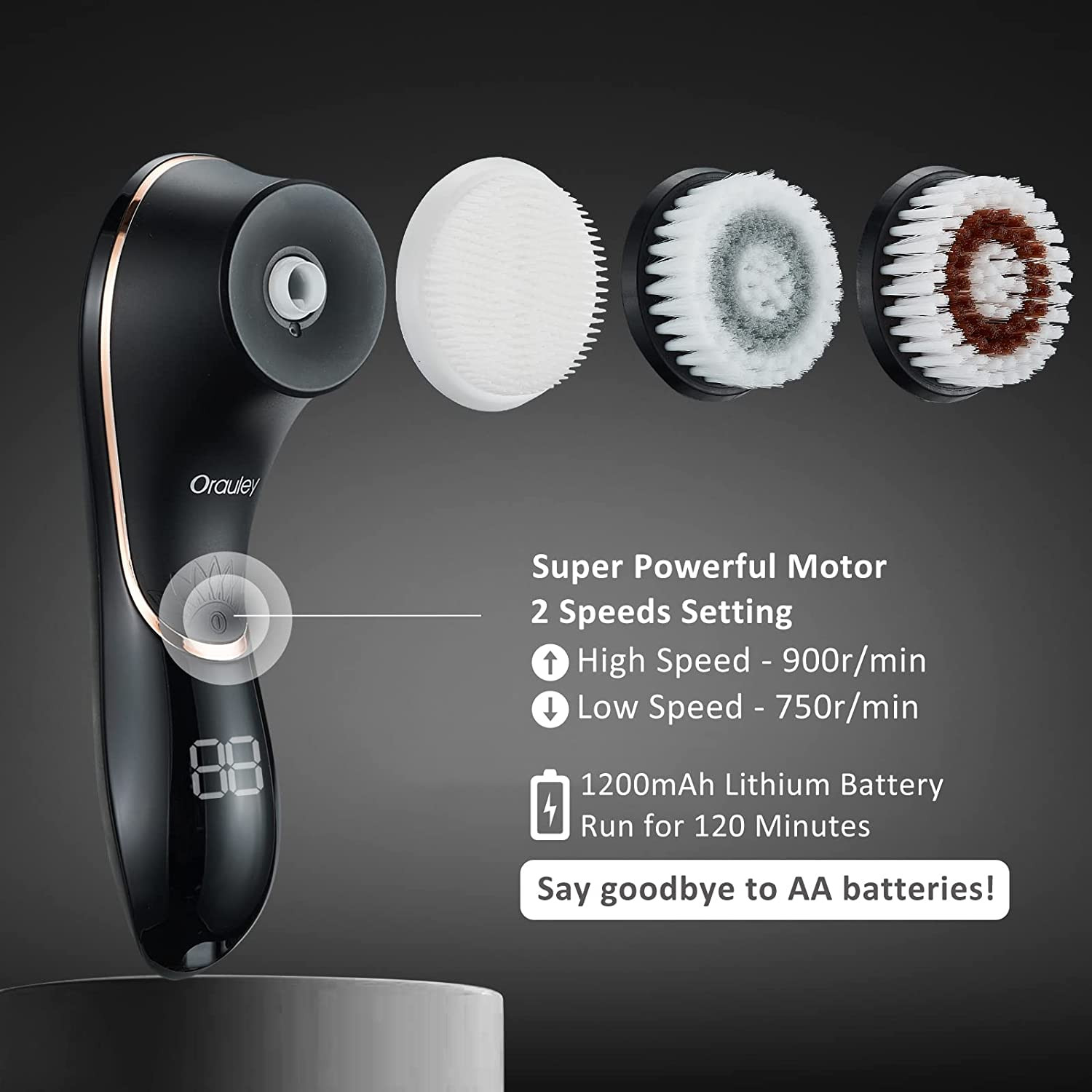 Facial Cleansing Brush Electric Face Brush Scrubber Rechargeable Exfoliator IPX