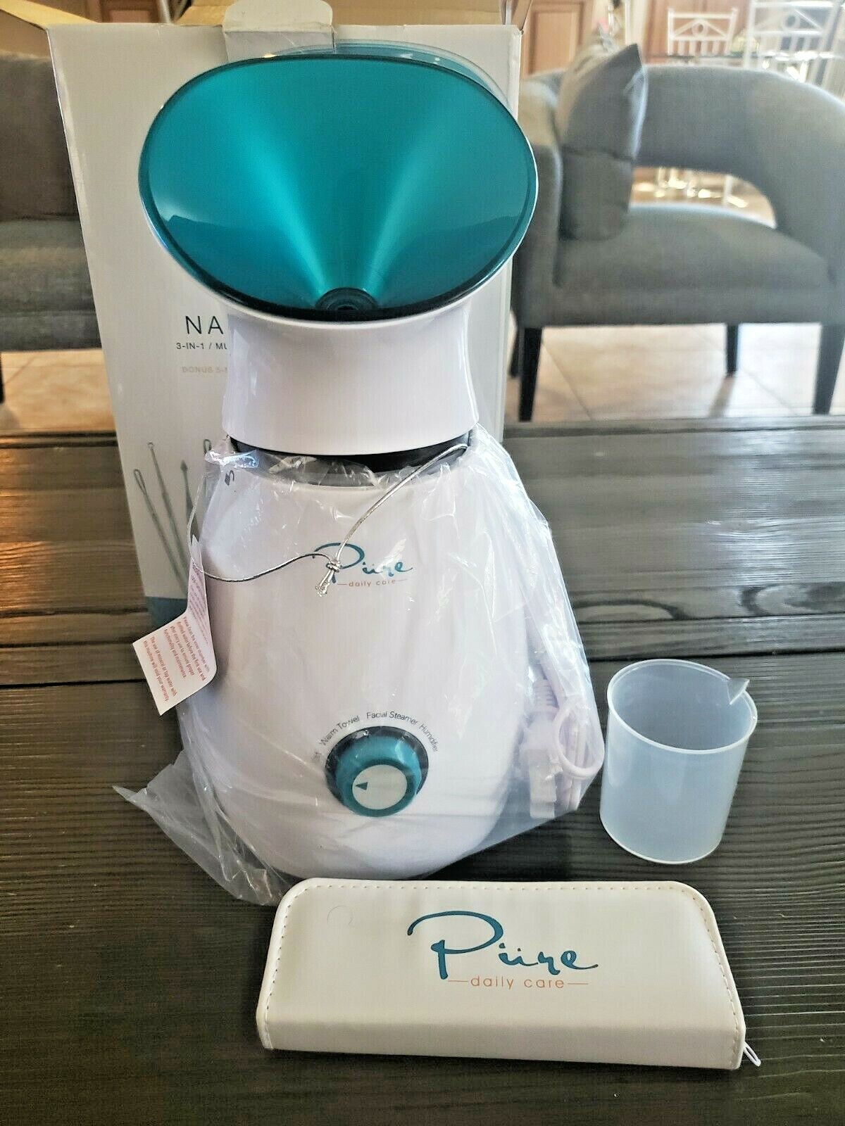 Pure Daily Care NanoSteamer Large 3-in-1 Nano Ionic Facial Steamer with 5 Piece