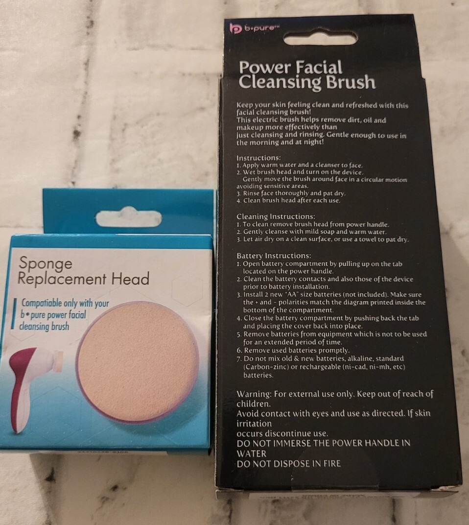 B·pure Power Facial Cleansing Brush Gently Exfoliates Unclogs Pores, Replacement