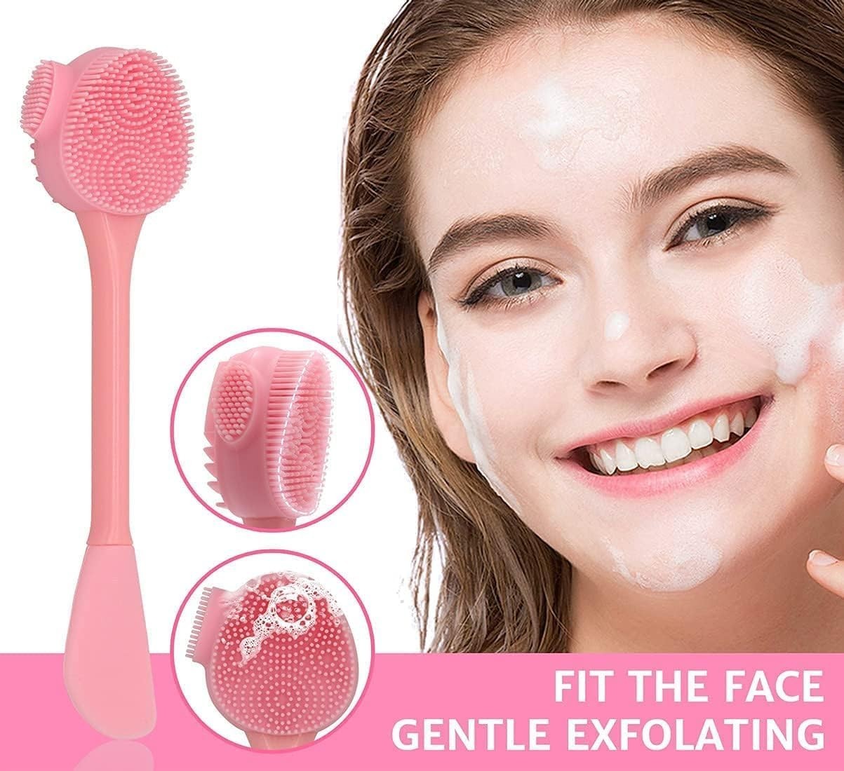 2 Pack Silicone Face Scrubber, 4 in 1 Facial Cleansing Brush, Handheld Face W…