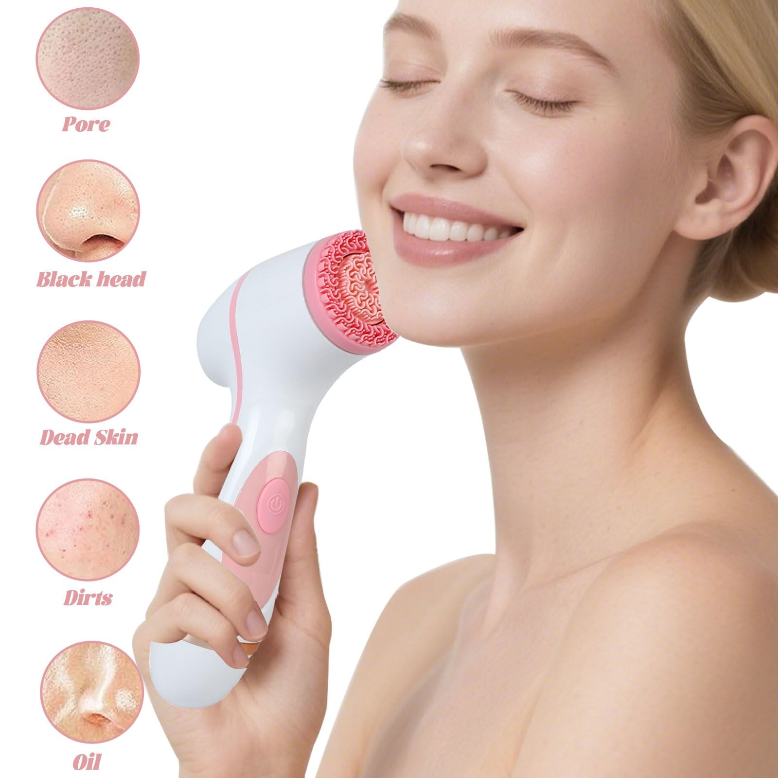 Cleansing Brush, 3in1 Silicone Scrubber, Waterproof Scrubber for Deep Cleansi…