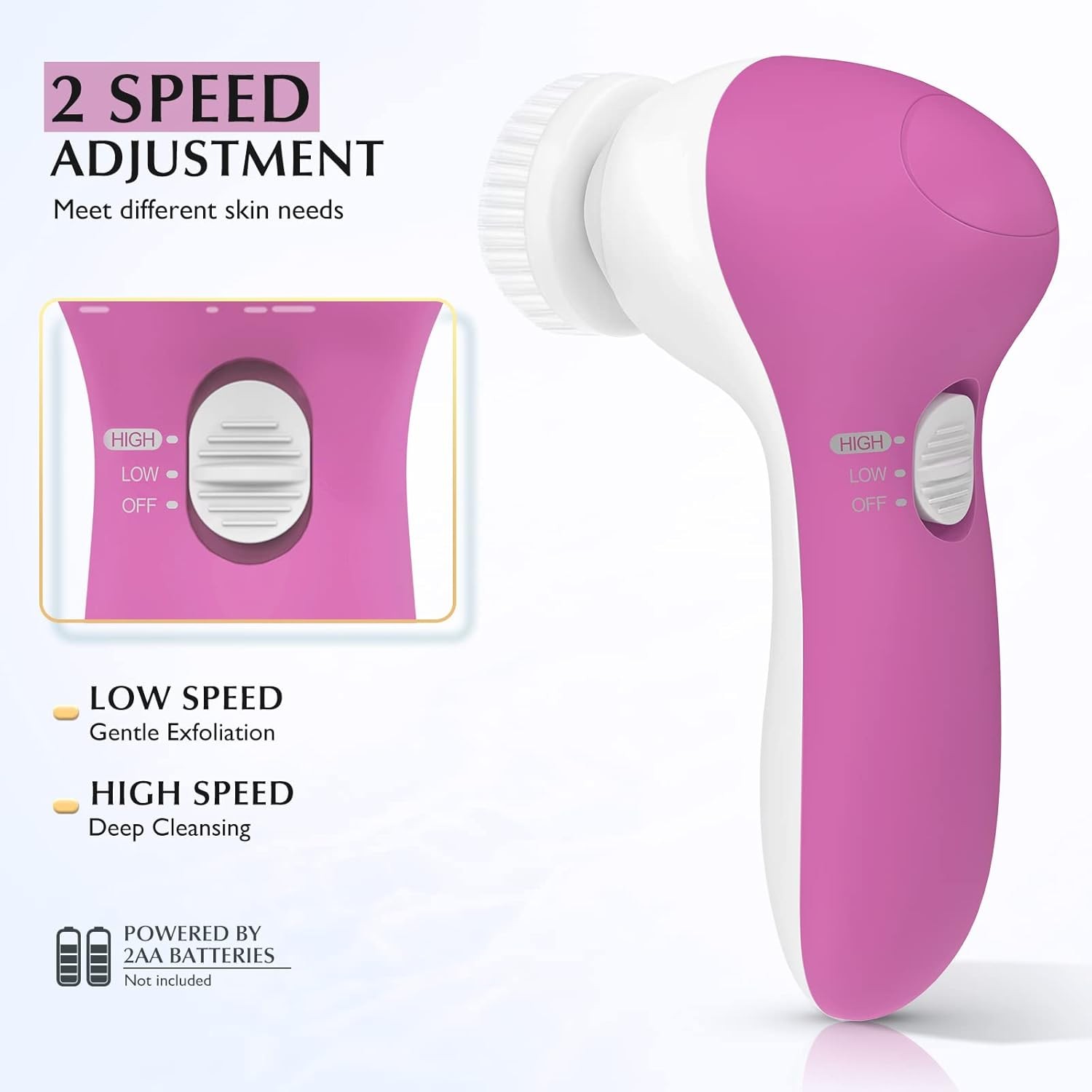 COSLUS Facial Cleansing Brush Silicone Face Scrubber: 7 in 1 FBS-D Electric Exfo