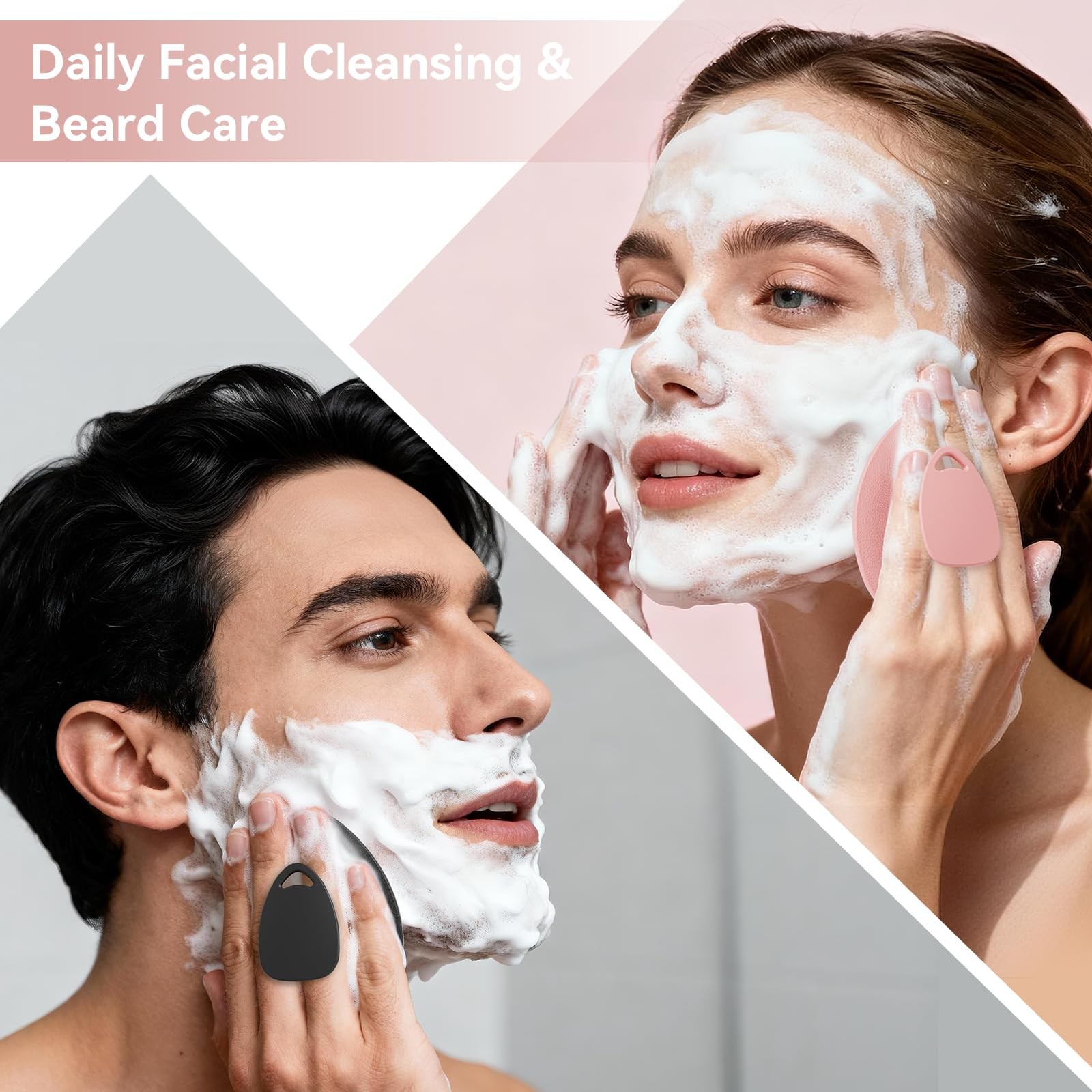 Silicone Face Scrubber 2 Pack, Manual Facial Cleansing Brush for Black & Pink