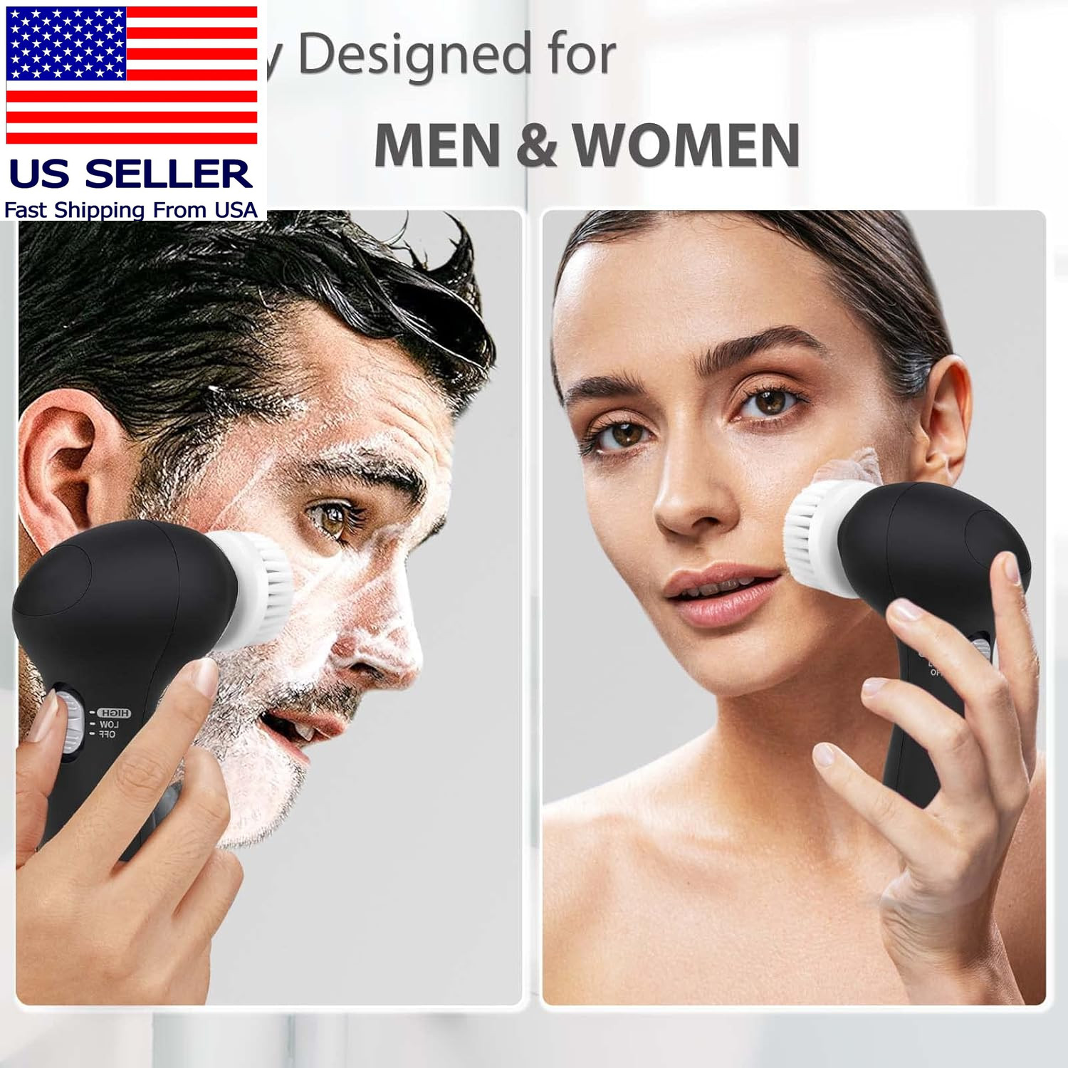 Facial Cleansing Brush Face Scrubber: Electric Face Spin Cleanser Brushes with
