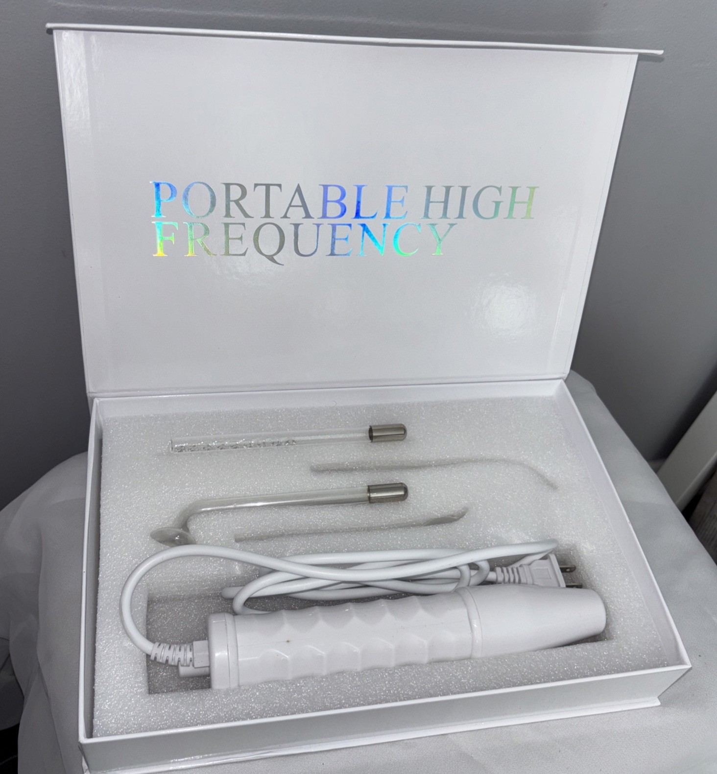 Houzzi High Frequency Skin Therapy Wand 4PC Neon ARgon Facial Device Skin Care