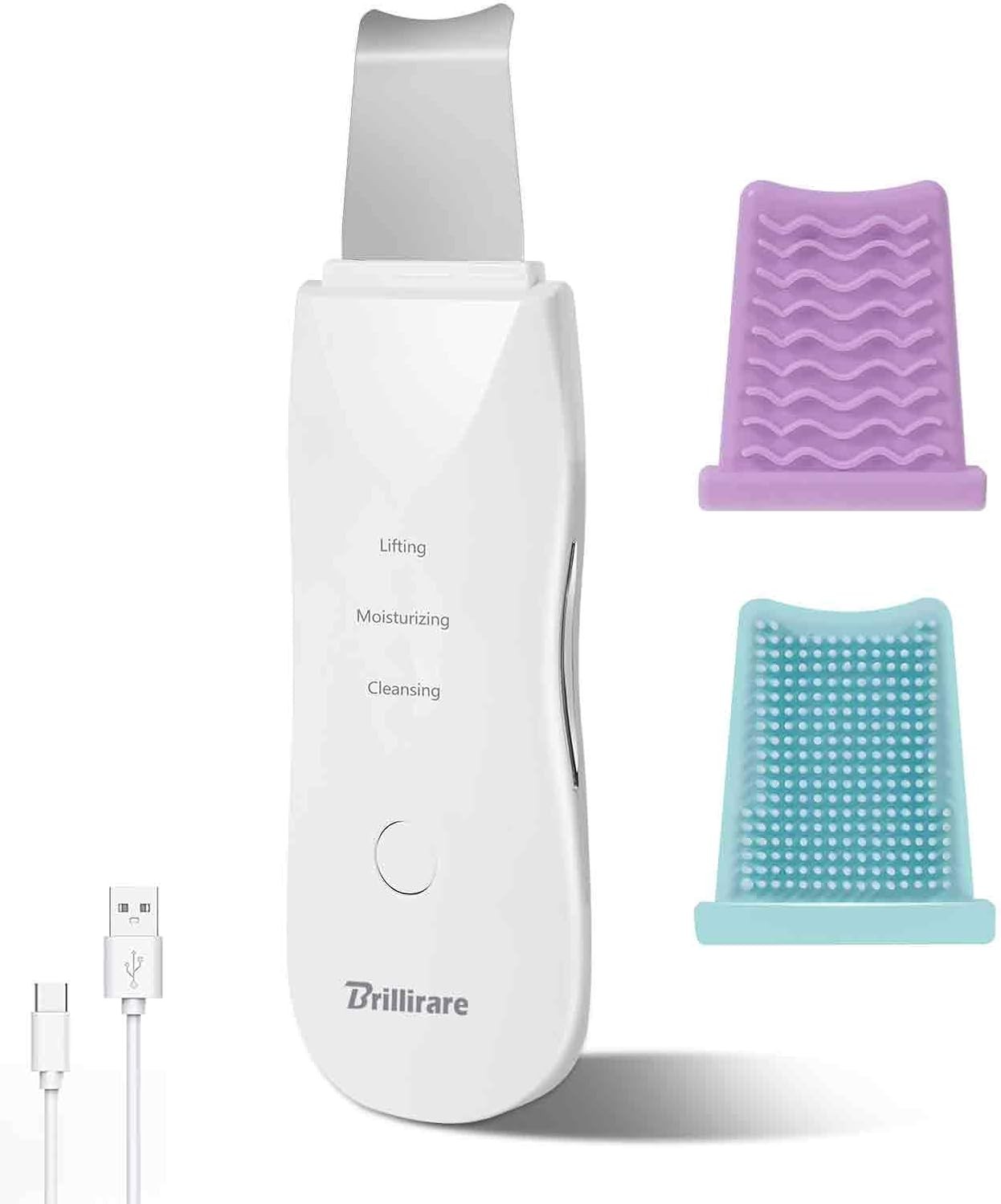 Facial Spatula Skin Scrubber Rechargeable Blackhead Remover White