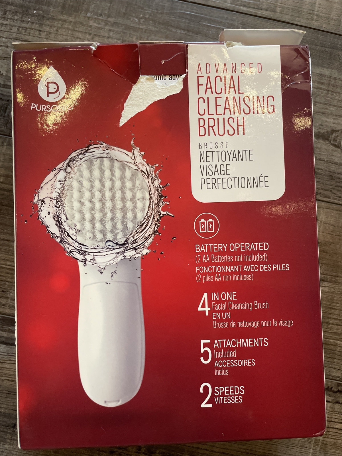 Pursonic Portable Facial Cleansing Brush Massager Combo Kit 2 speed 5 attachment