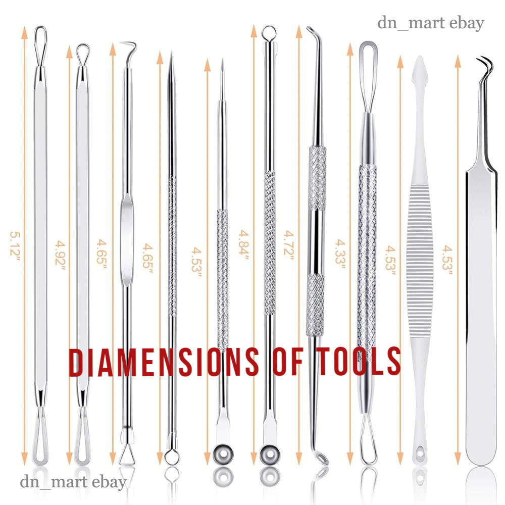 10* Acne Needle Blackhead Pimple Remover Blemish Extractor Face Tweezer Tool Kit