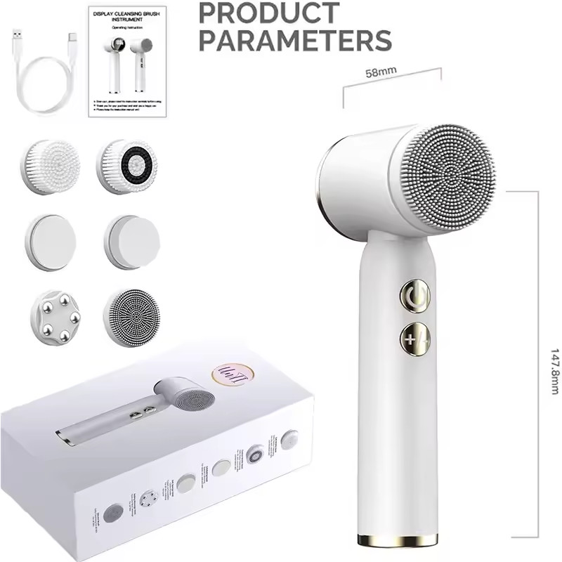 Portable 6-in-1 silicone electric Cleansing brush Facial cleaning/exfoliator